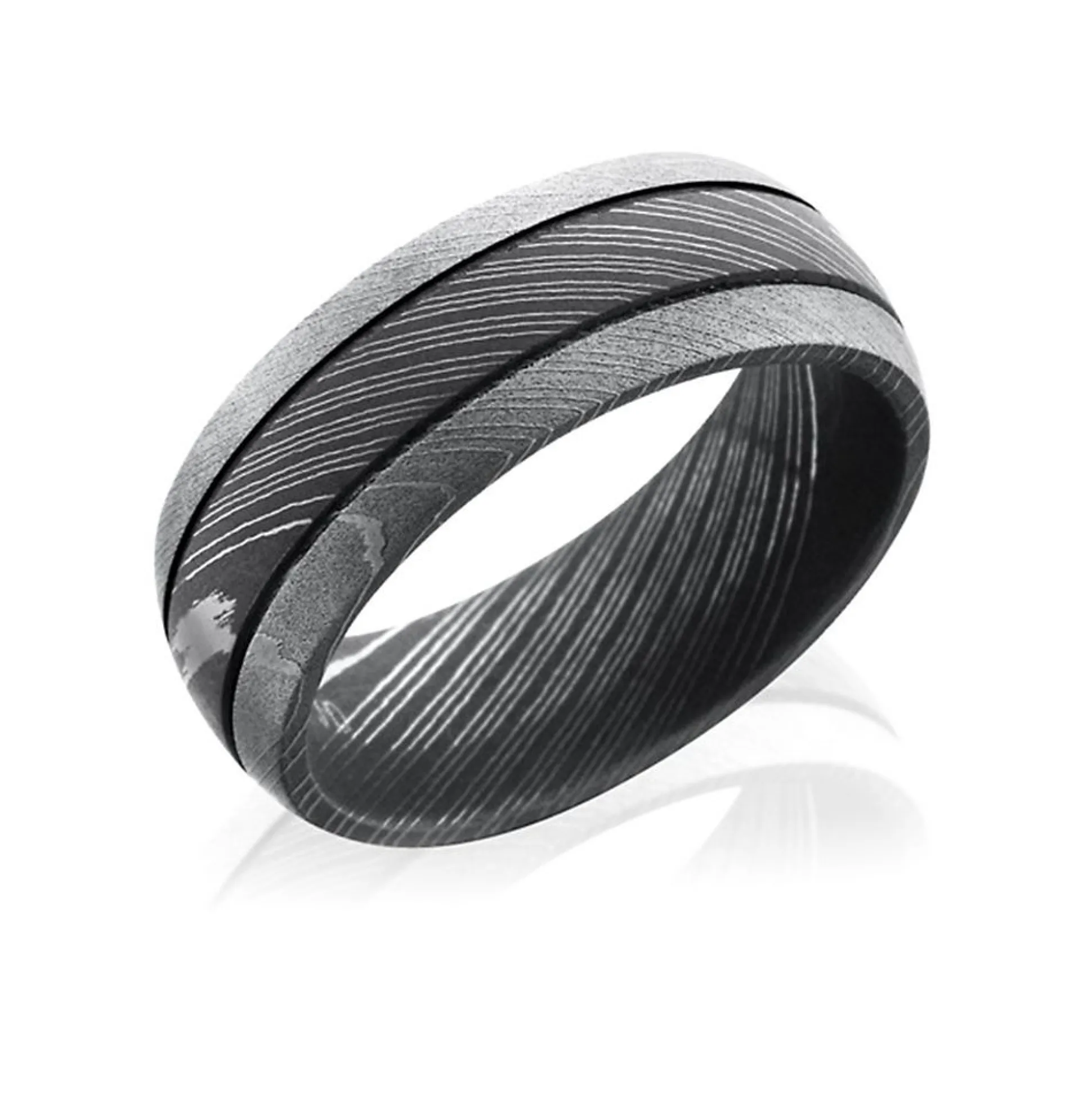 Men's Band In Damascus Steel, 8Mm