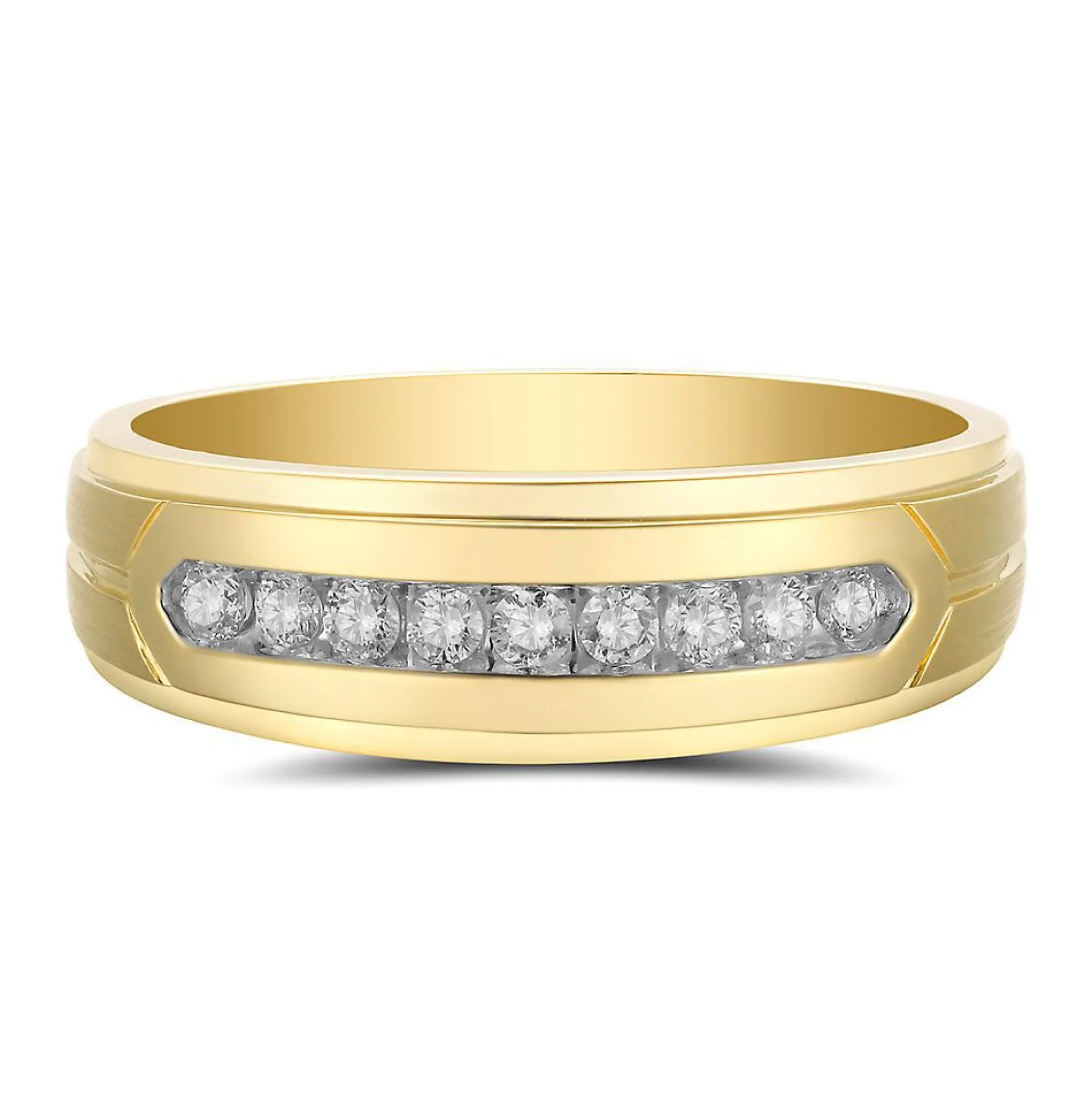 Men's Channel-Set Diamond Wedding Band In 10K Yellow Gold (1/4 Ct. Tw.)