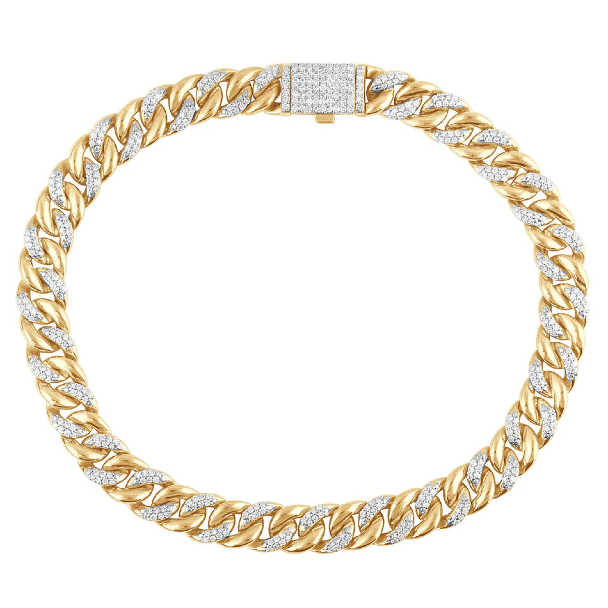 Men's Lab Grown Diamond Miami Cuban Bracelet In 10K Yellow Gold, 8.5" (2 1/7 Ct. Tw.)