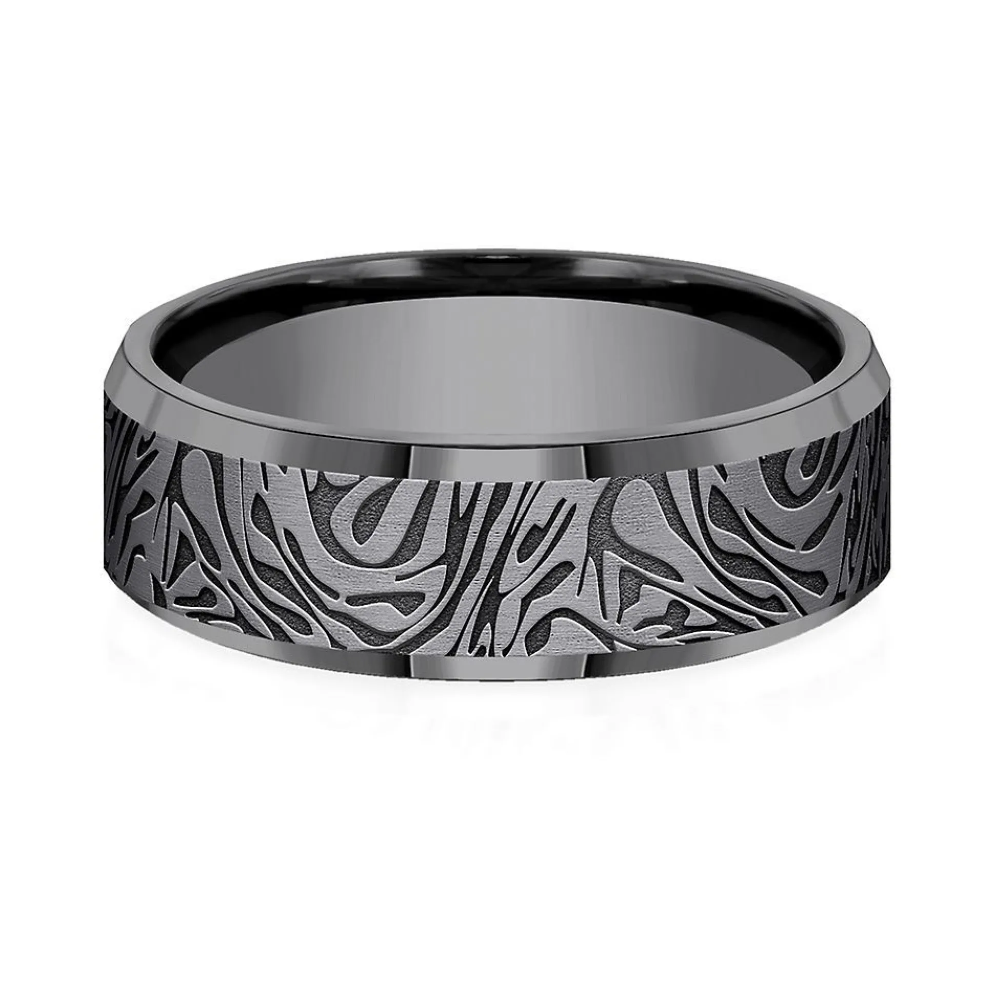 Men's Mokume Pattern Band In Tantalum, 7Mm
