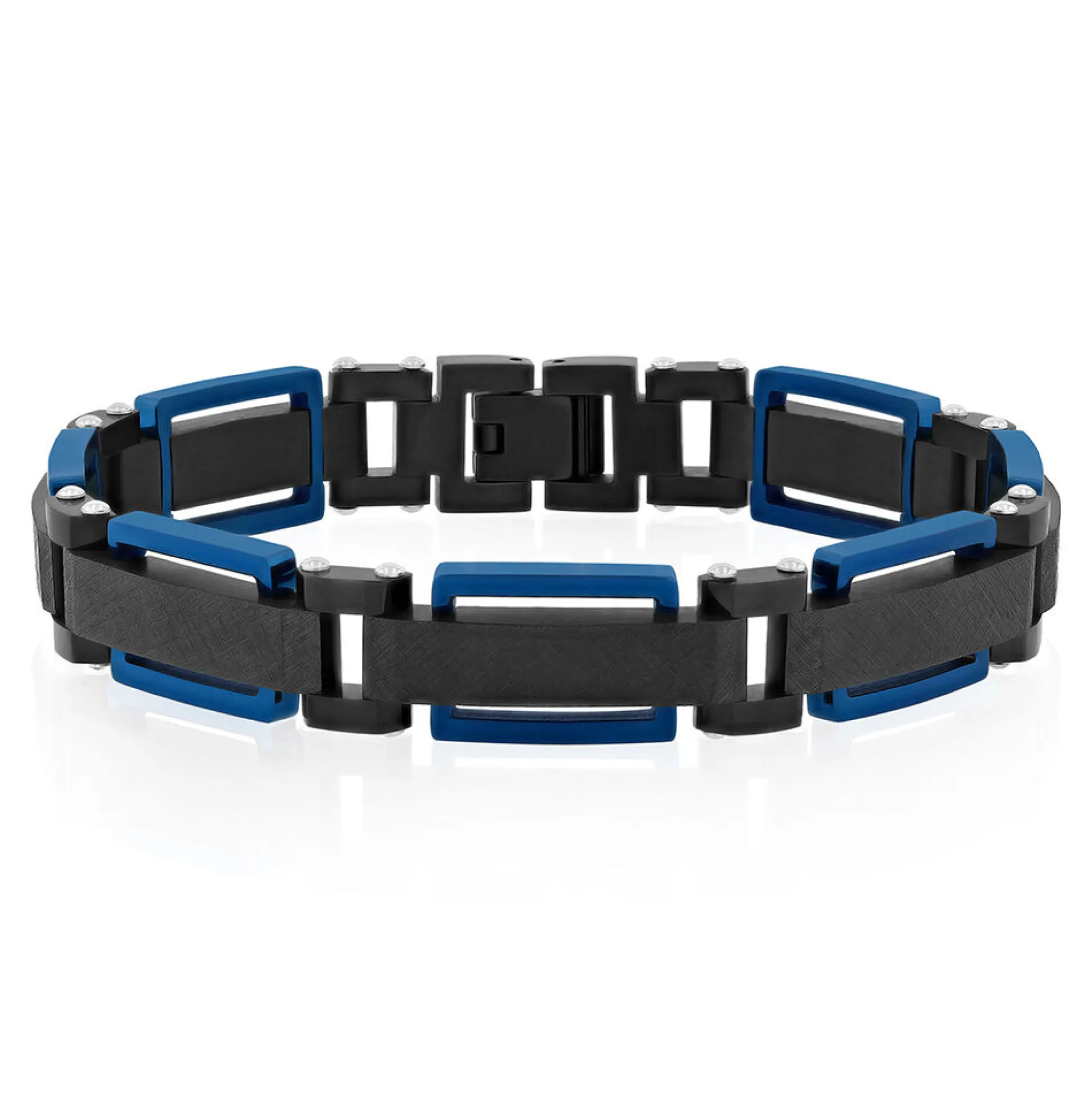 Men's Stainless Steel & Blue Ion-Plated Link Bracelet