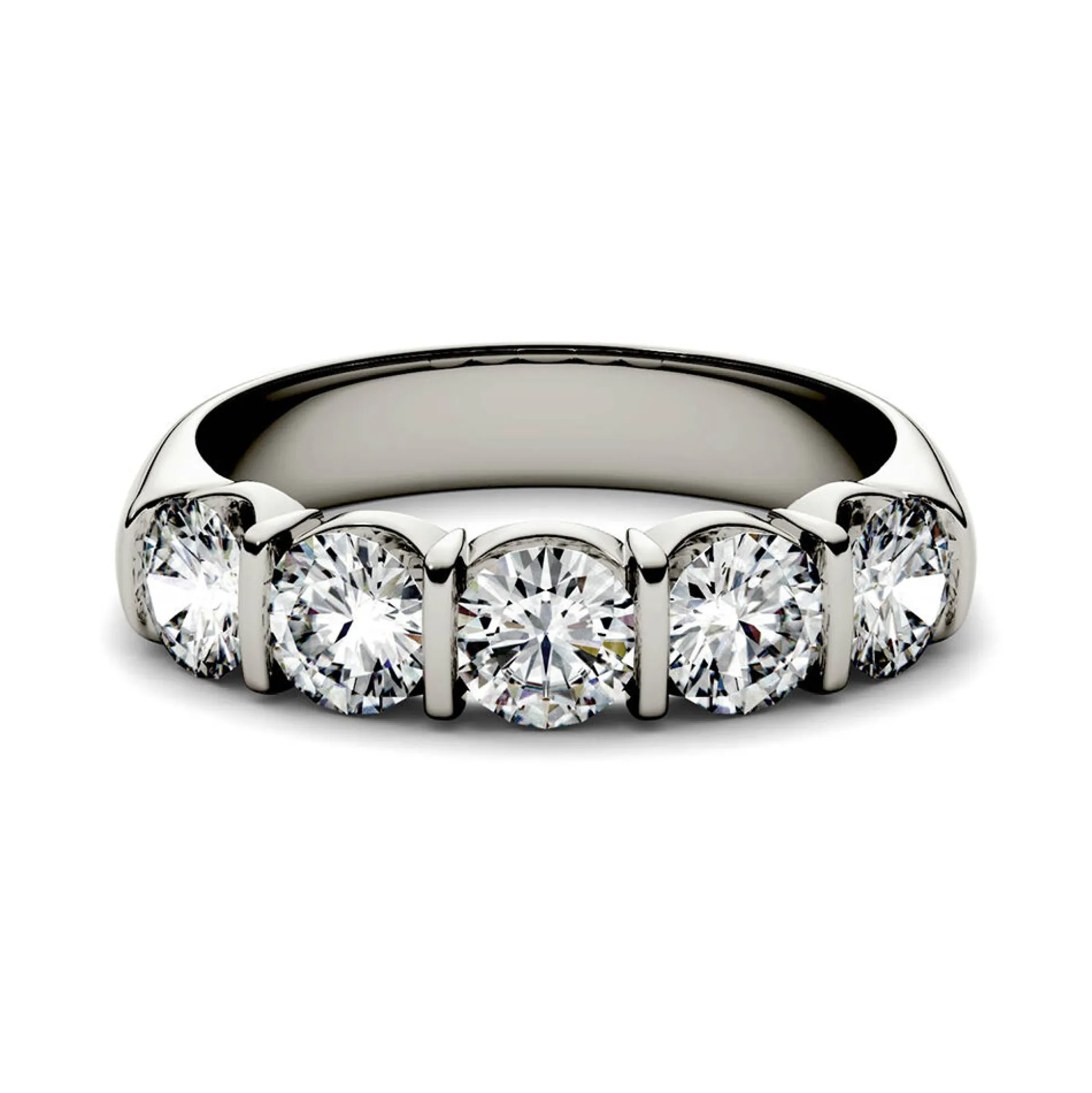 Moissanite Band With Five-Stone Setting In 14K White Gold (1 5/8 Ct. Tw.)