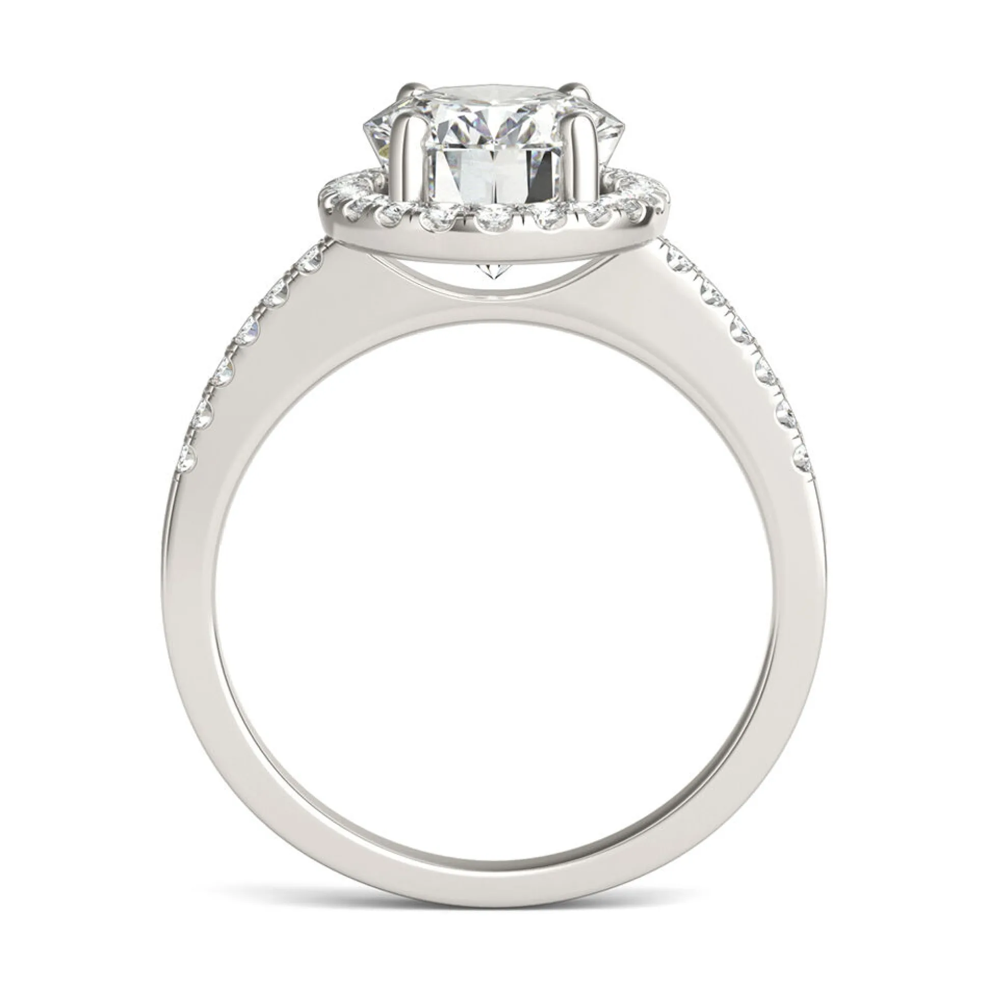 Moissanite Oval Halo Ring In 14K White Gold (3 1/3 Ct. Tw.)