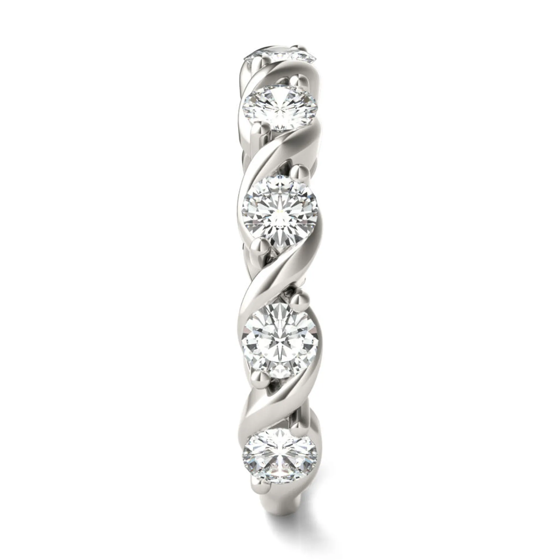 Moissanite Swirl Band In 14K White Gold