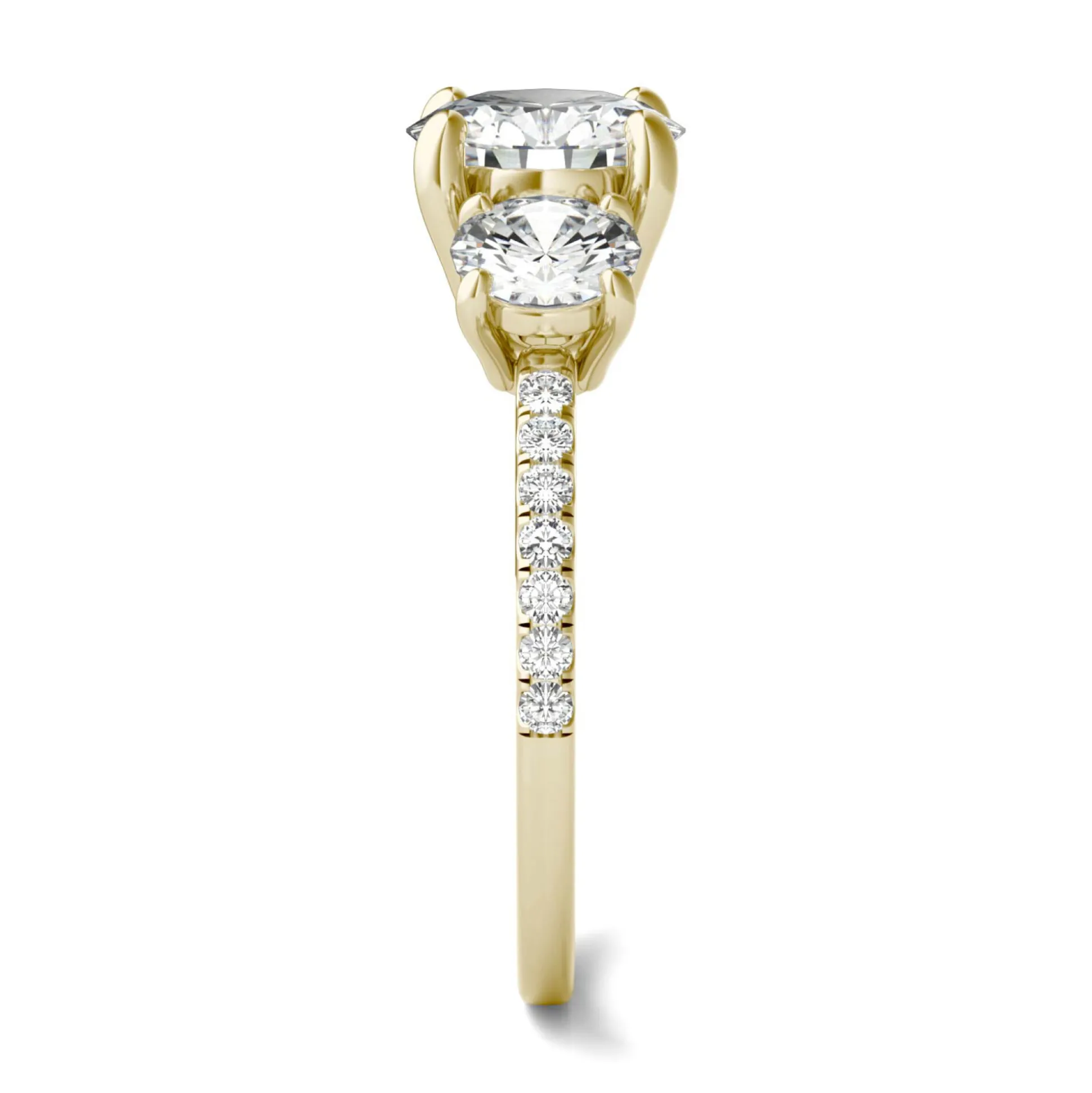 Moissanite Three-Stone Ring In 14K Yellow Gold (2 1/7 Ct. Tw.)
