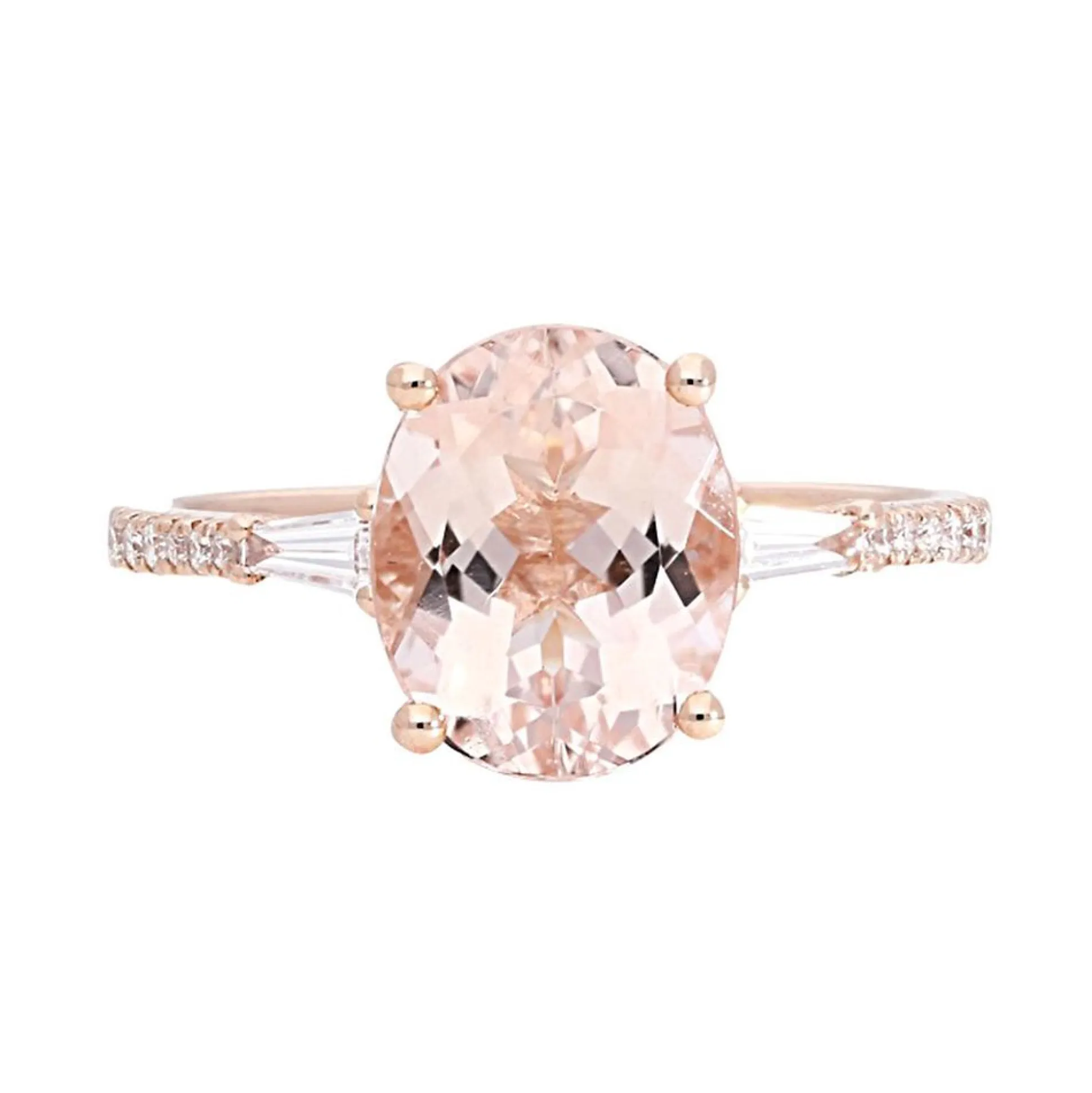 Morganite & 1/5 Ct. Tw. Diamond Ring In 14K Rose Gold