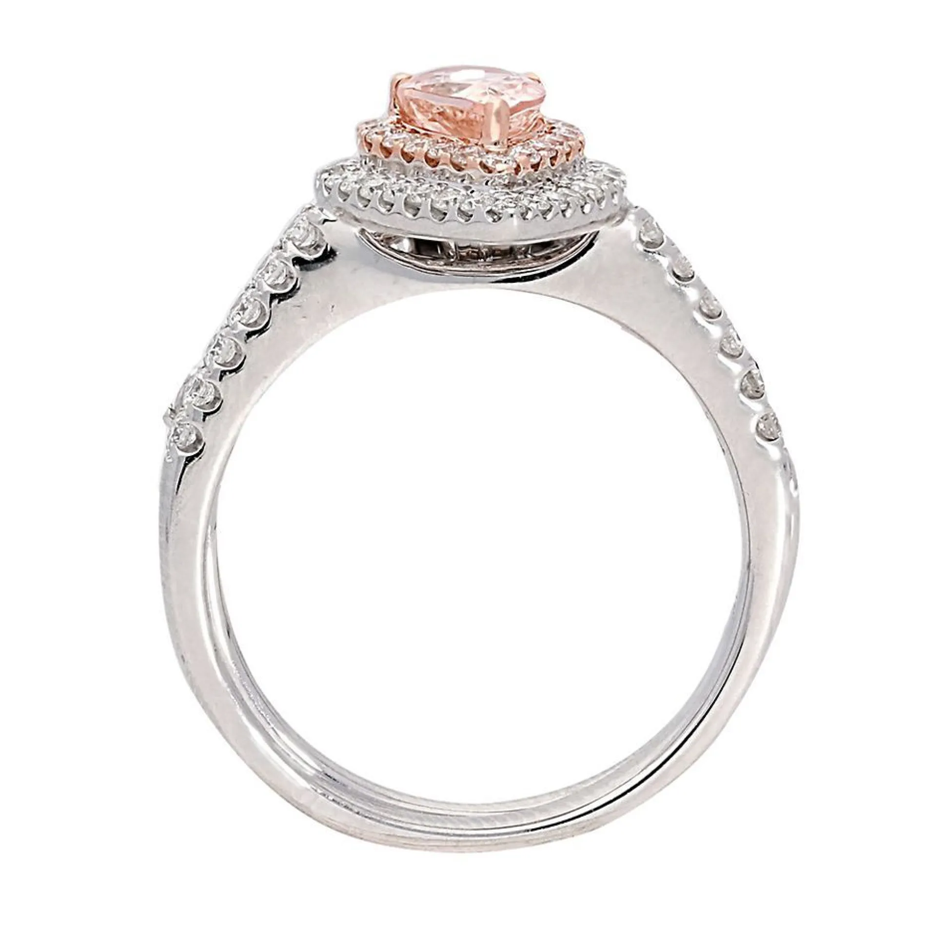 Morganite & 1/2 Ct. Tw. Diamond Ring Set In 14K Rose & White Gold
