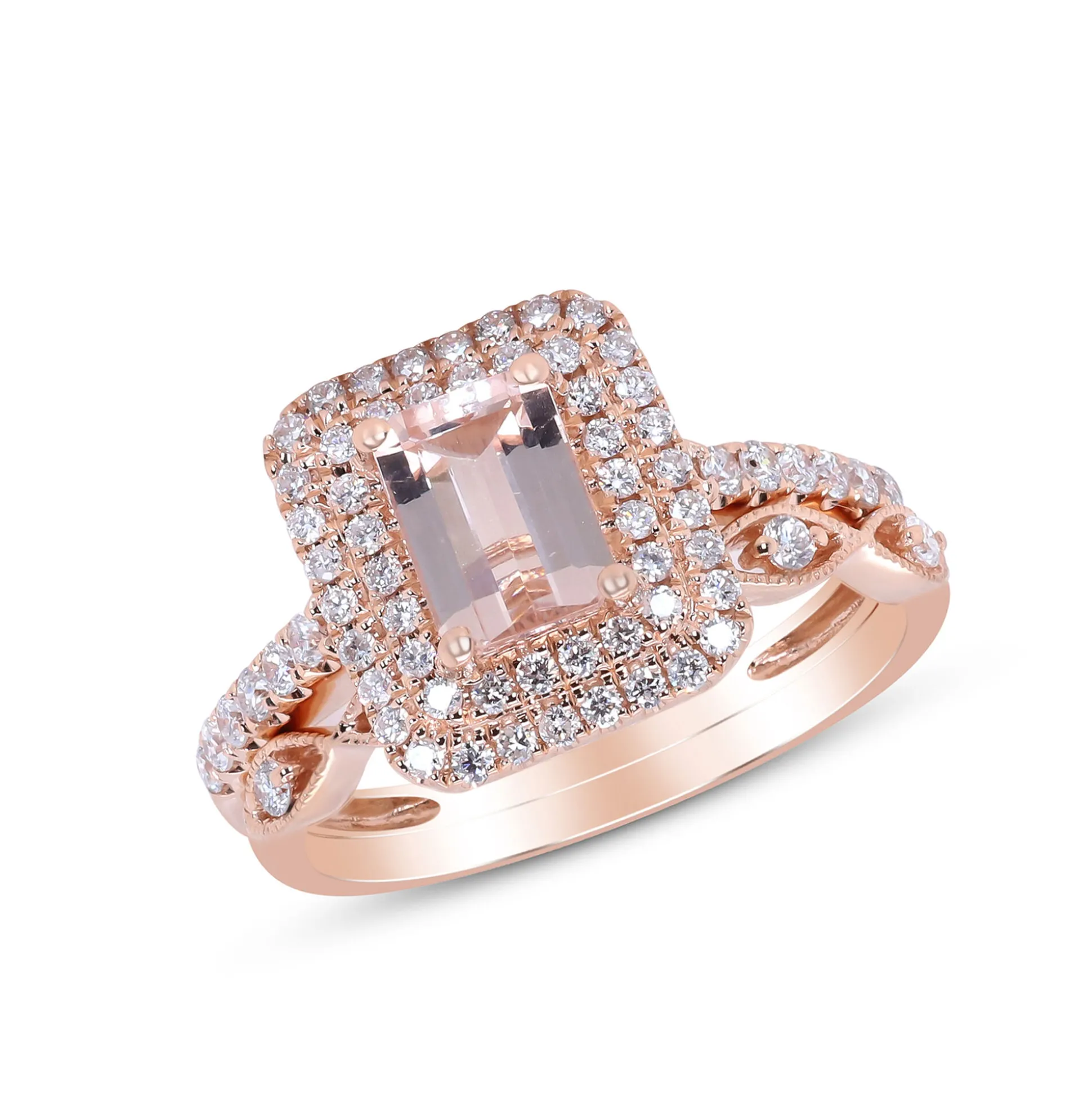Morganite And Diamond Ring In 14K Rose Gold (1/2 Ct. Tw.)