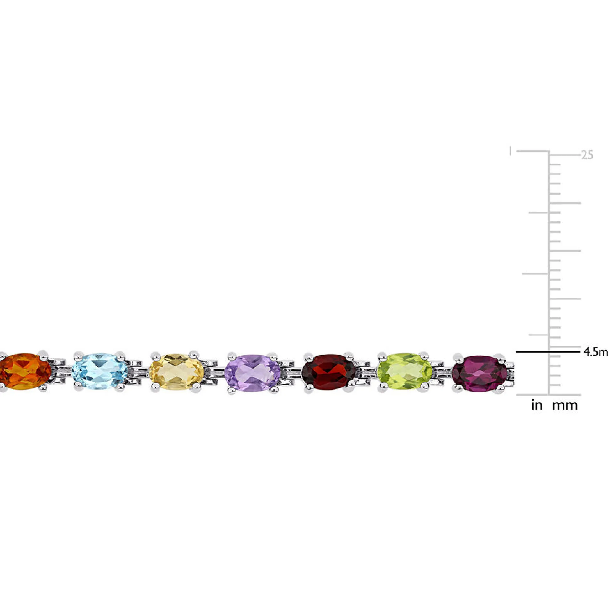 Multi-Gemstone Rainbow Bracelet In Sterling Silver