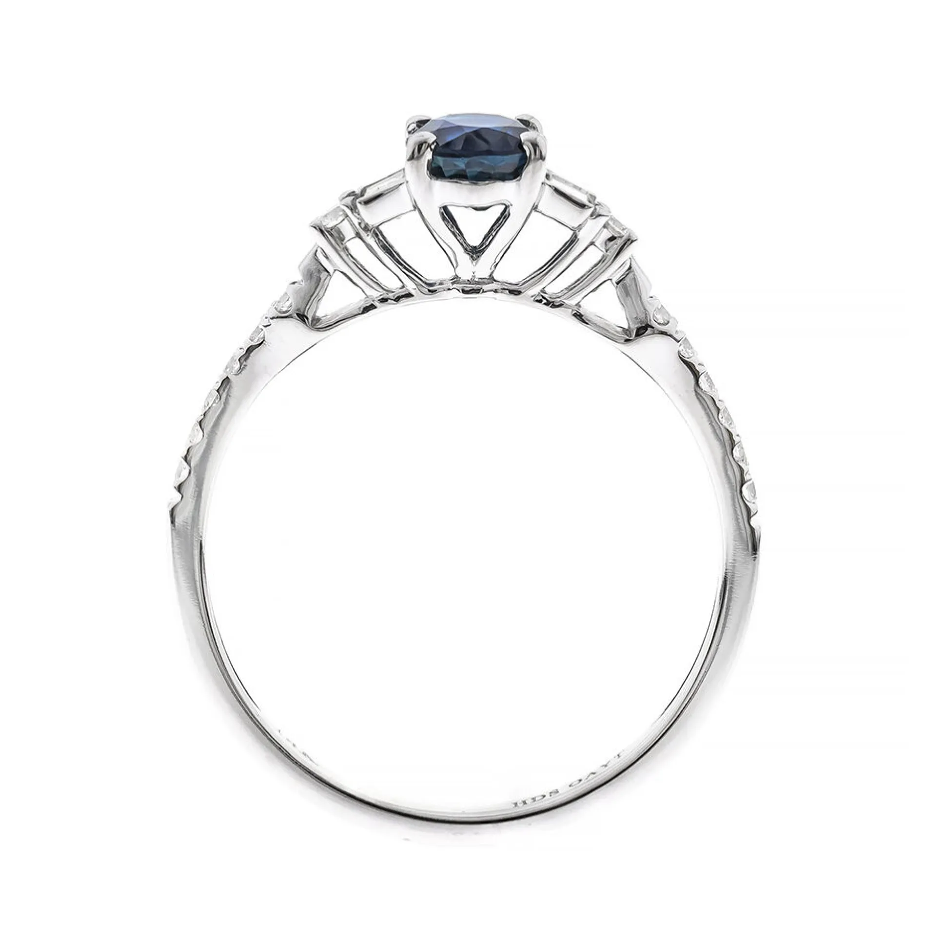 Oval Blue Sapphire & Baguette Diamond Engagement Ring In 14K White Gold (1/4 Ct. Tw.)
