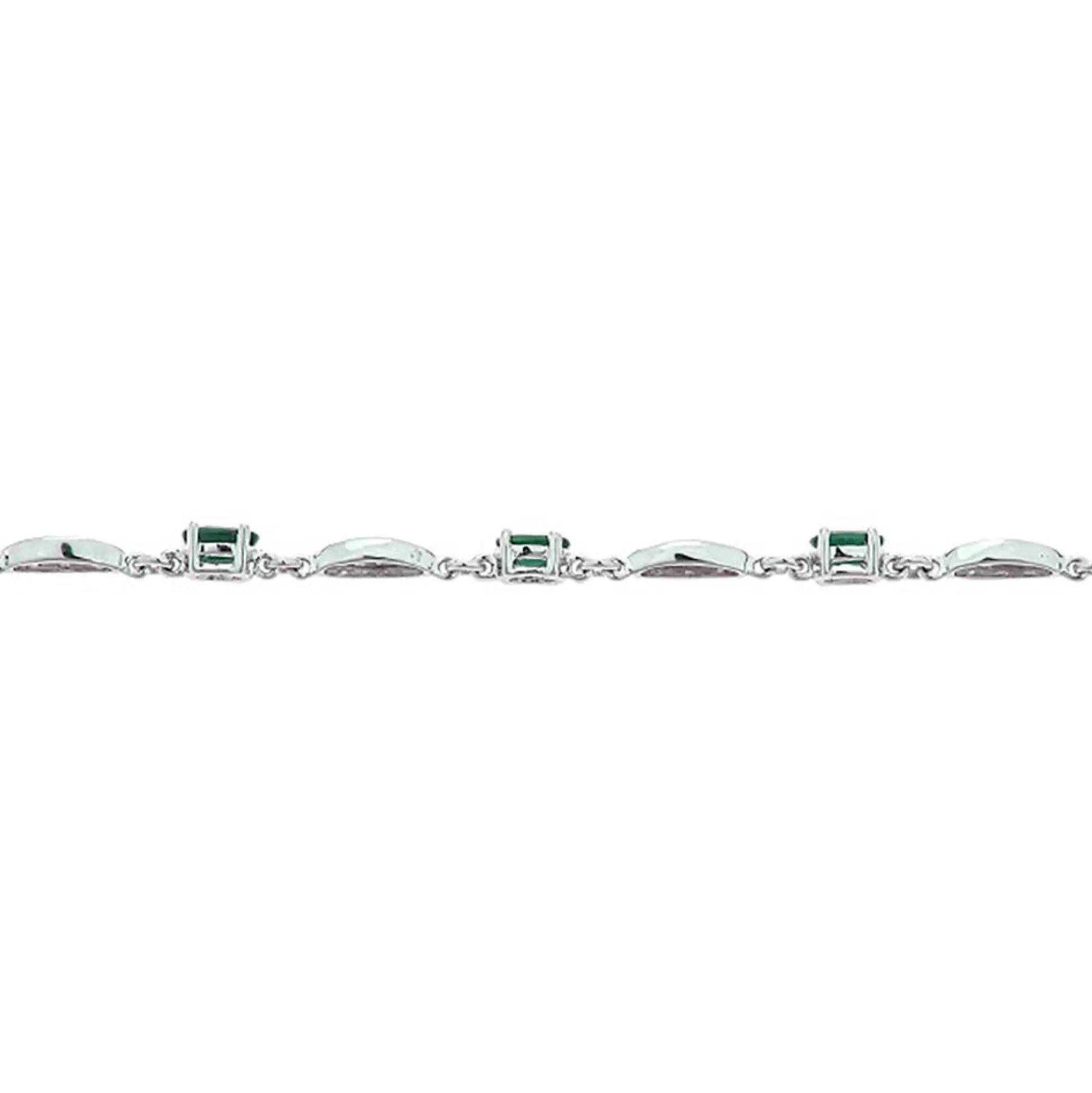 Oval Emerald And Diamond Bracelet In 10K White Gold (1/3 Ct. Tw.)