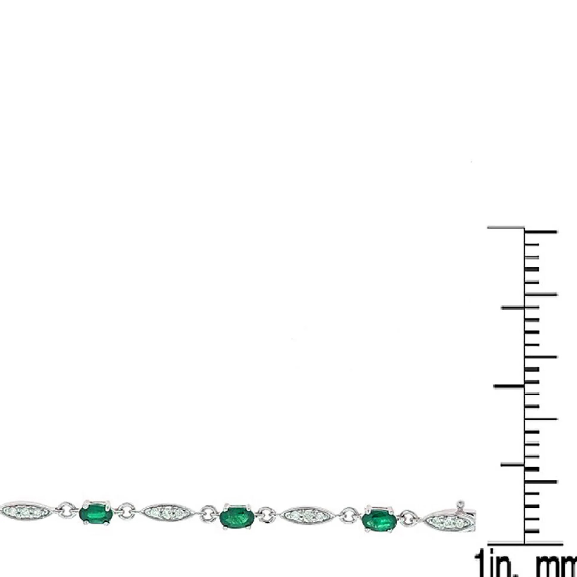 Oval Emerald And Diamond Bracelet In 10K White Gold (1/3 Ct. Tw.)
