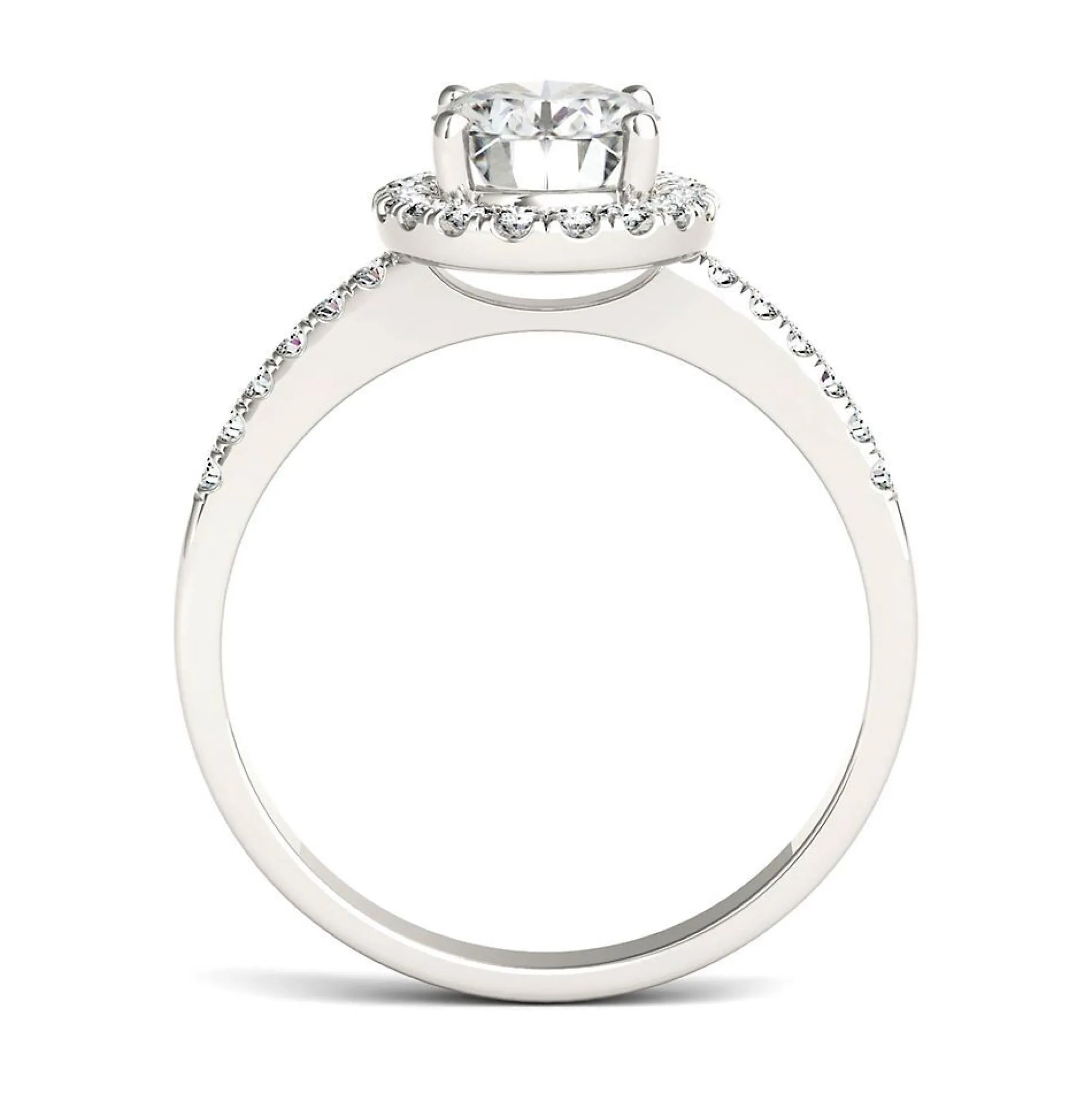 Oval Moissanite Halo Ring In 14K White Gold (1 7/8 Ct. Tw.)