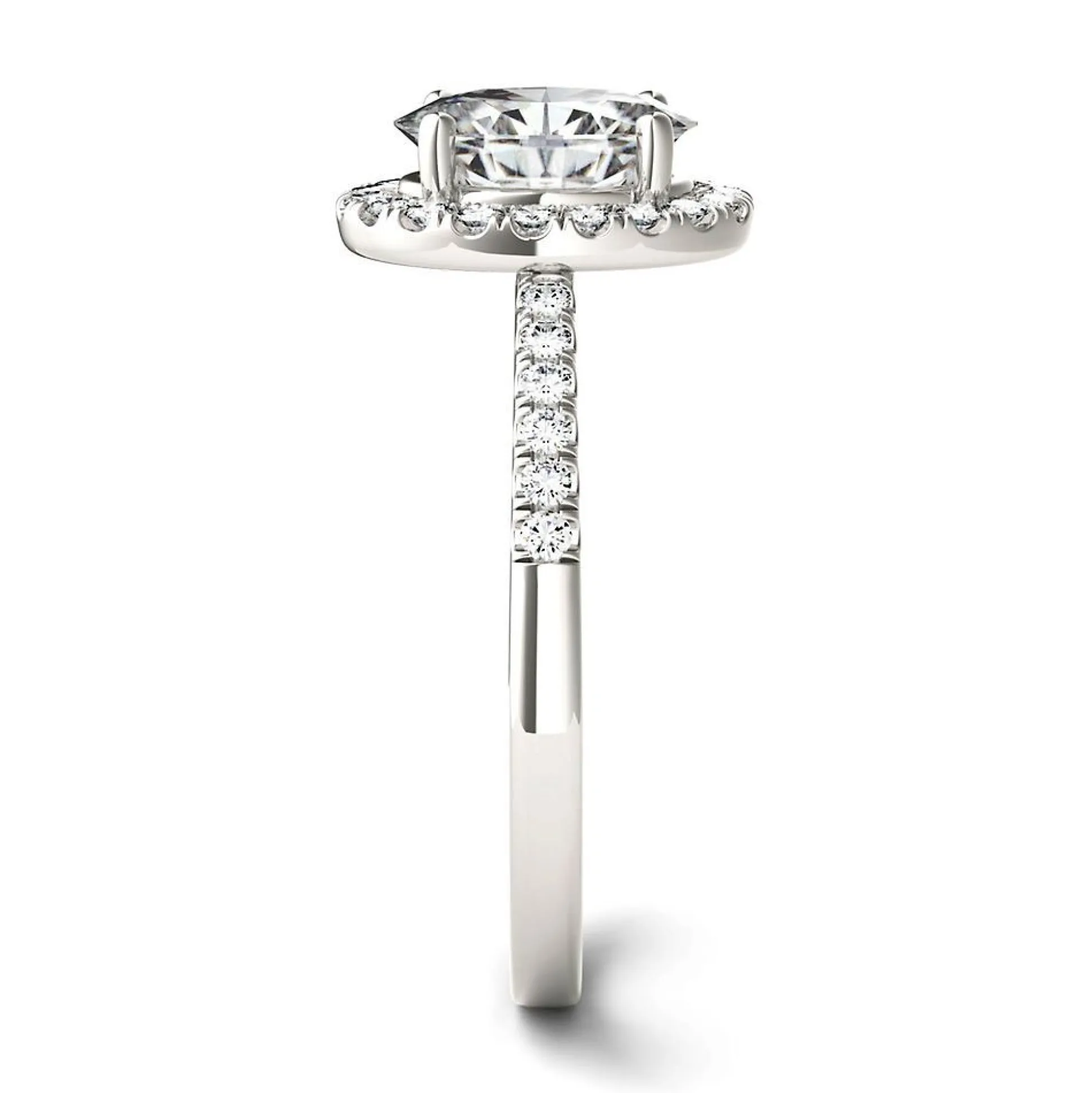 Oval Moissanite Halo Ring In 14K White Gold (1 7/8 Ct. Tw.)