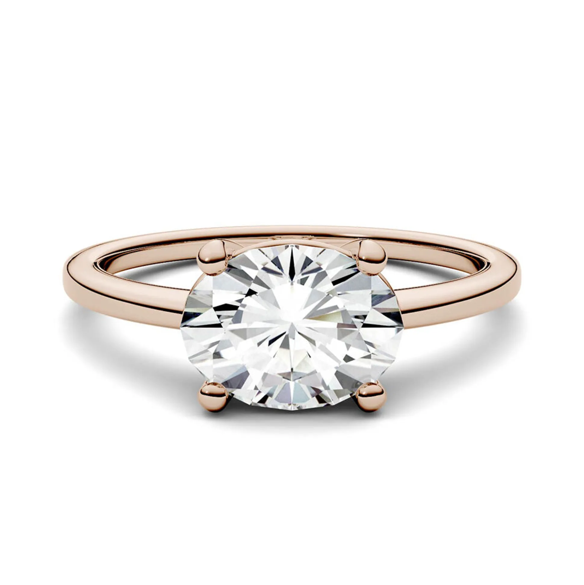 Oval Moissanite Solitaire Ring In 14K Rose Gold (2 1/10 Ct.)