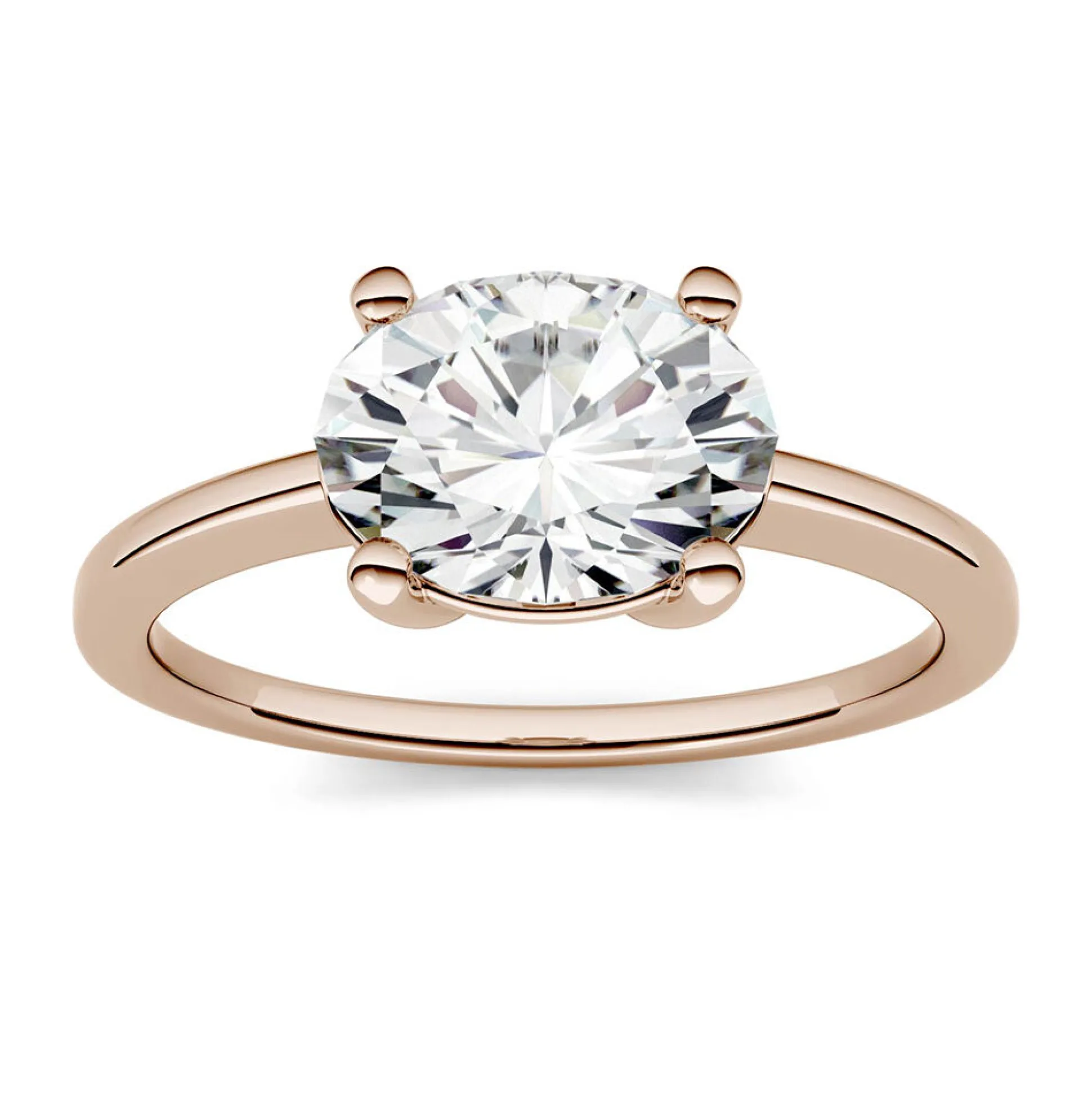 Oval Moissanite Solitaire Ring In 14K Rose Gold (2 1/10 Ct.)