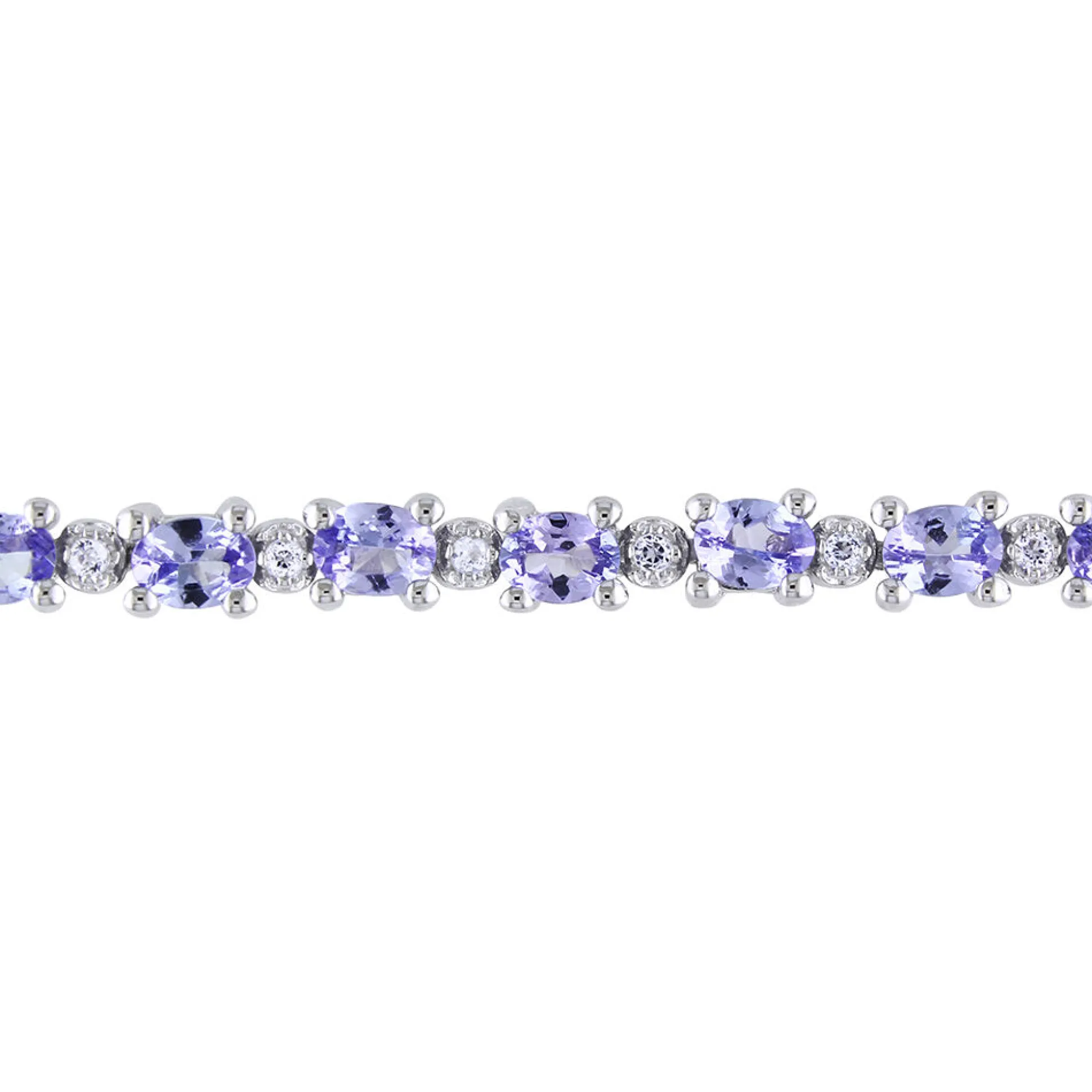 Oval Tanzanite & White Topaz Bracelet In Sterling Silver