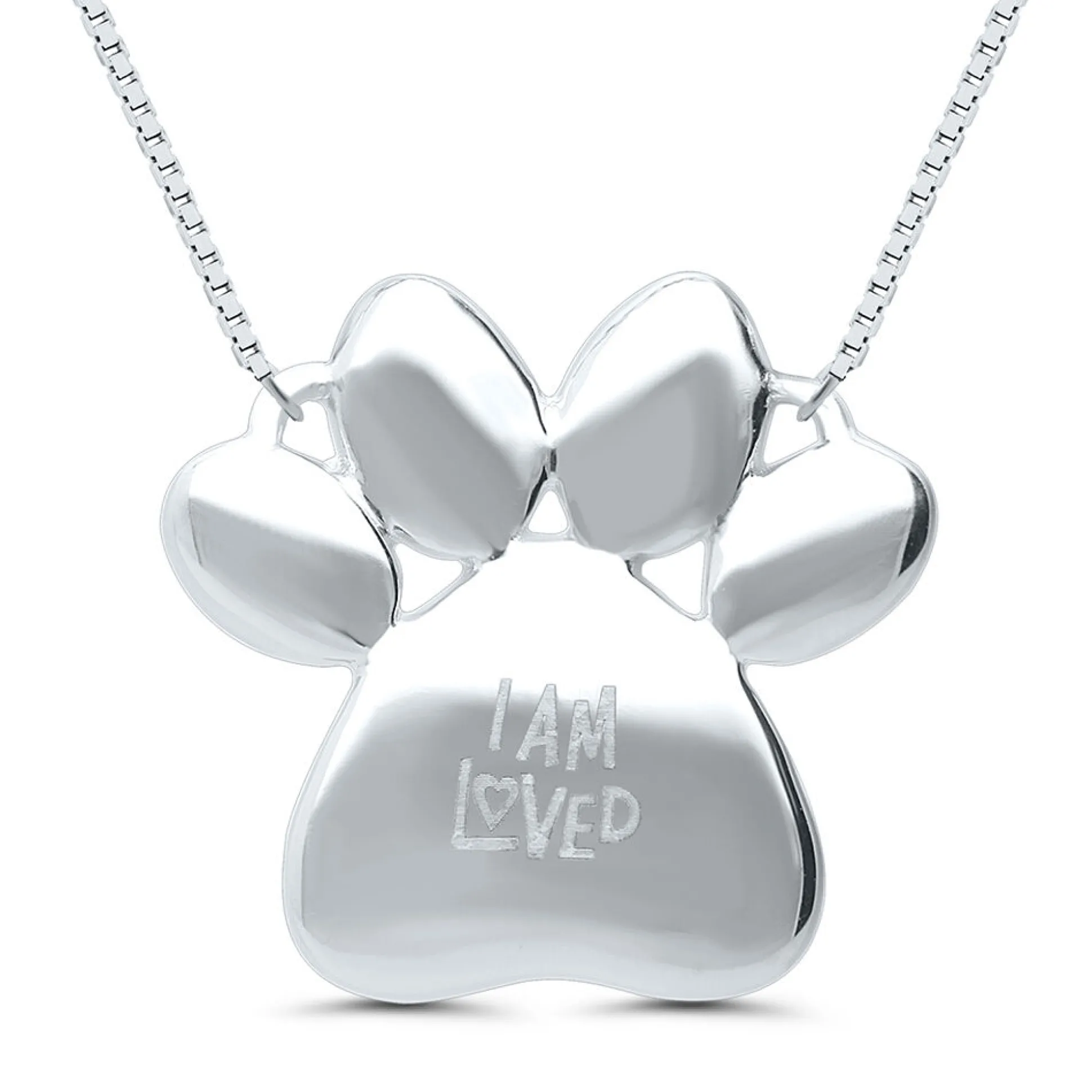 Paw Print Pendant With Diamond Accents In Sterling Silver