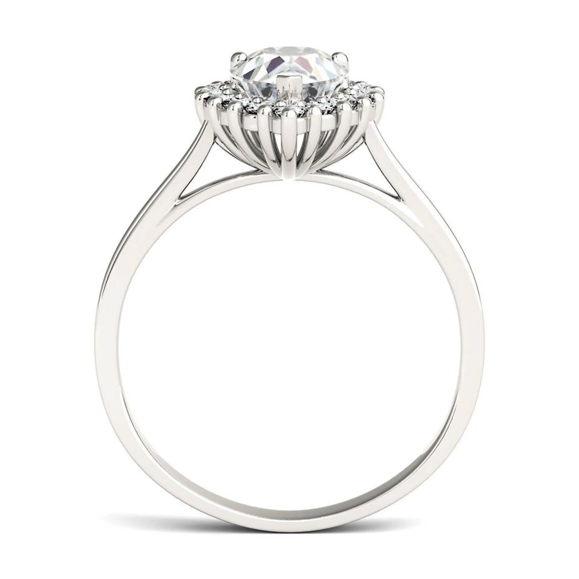 Pear-Shaped Moissanite Ring With Halo In 14K White Gold (1 7/8 Ct. Tw.)