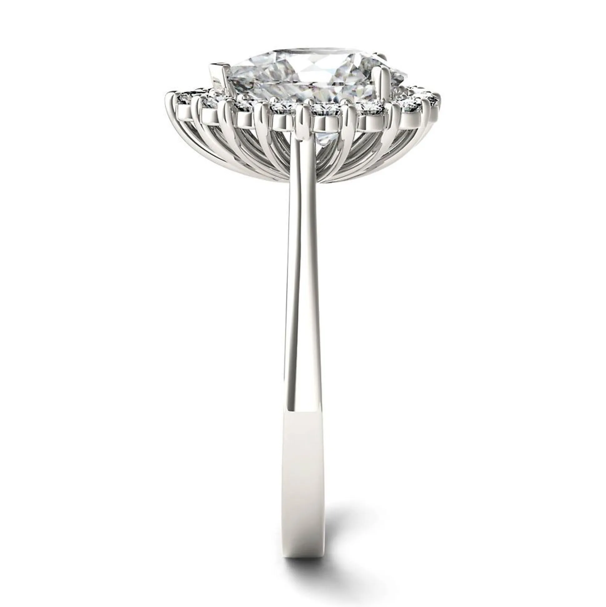 Pear-Shaped Moissanite Ring With Halo In 14K White Gold (1 7/8 Ct. Tw.)