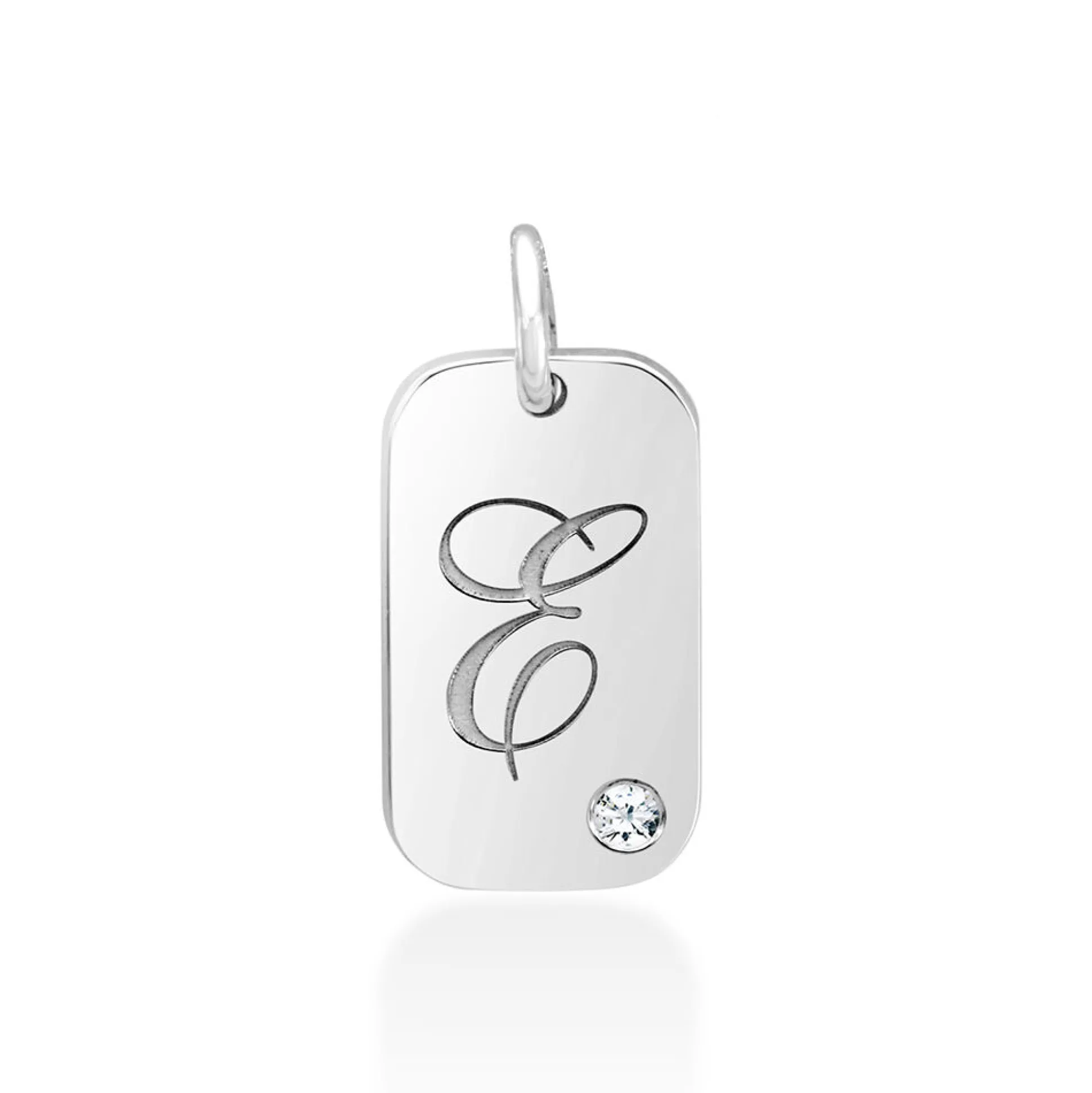 Personalized Tag With Diamond Accent In Sterling Silver