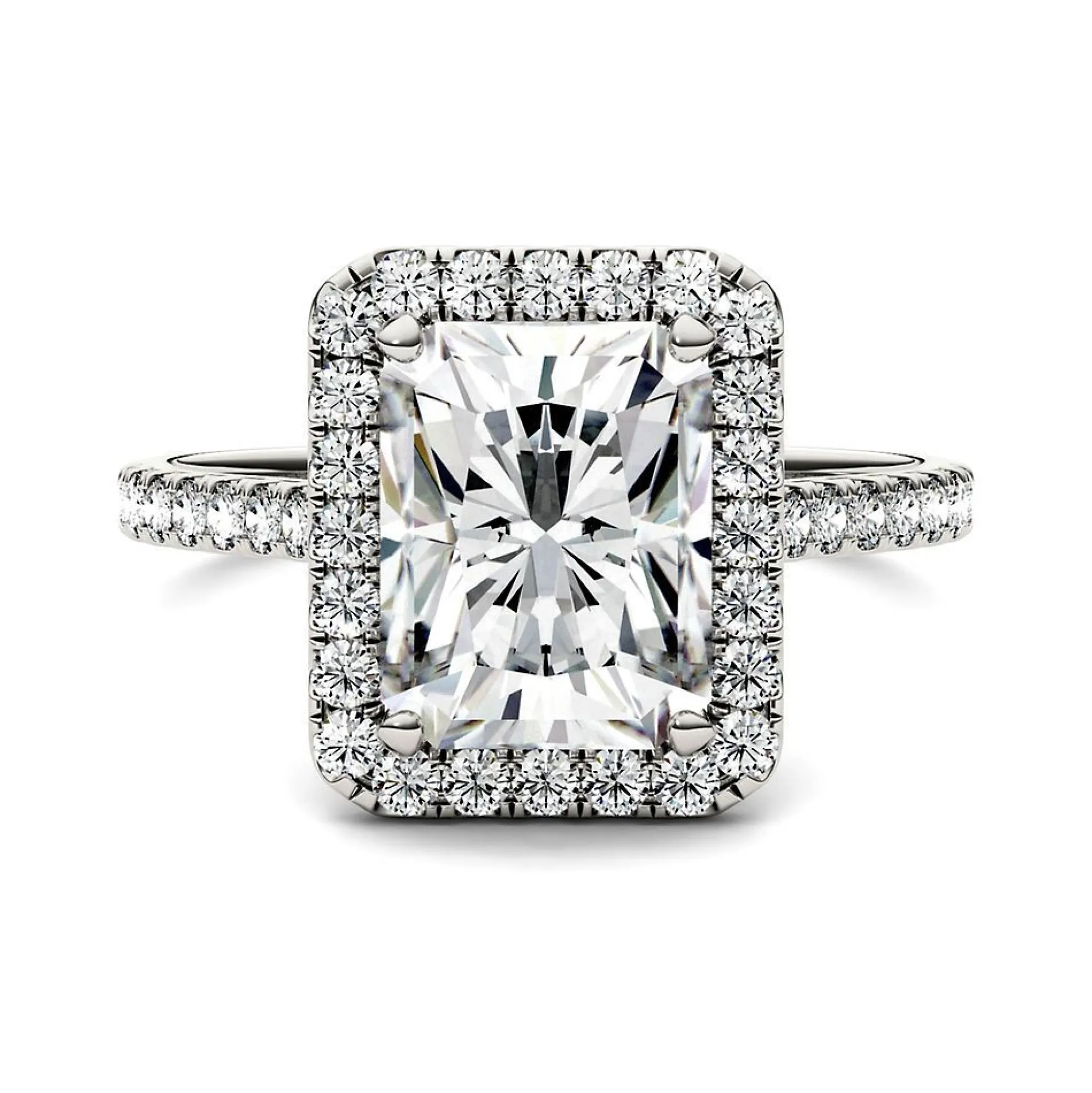 Radiant-Cut Moissanite Halo Ring