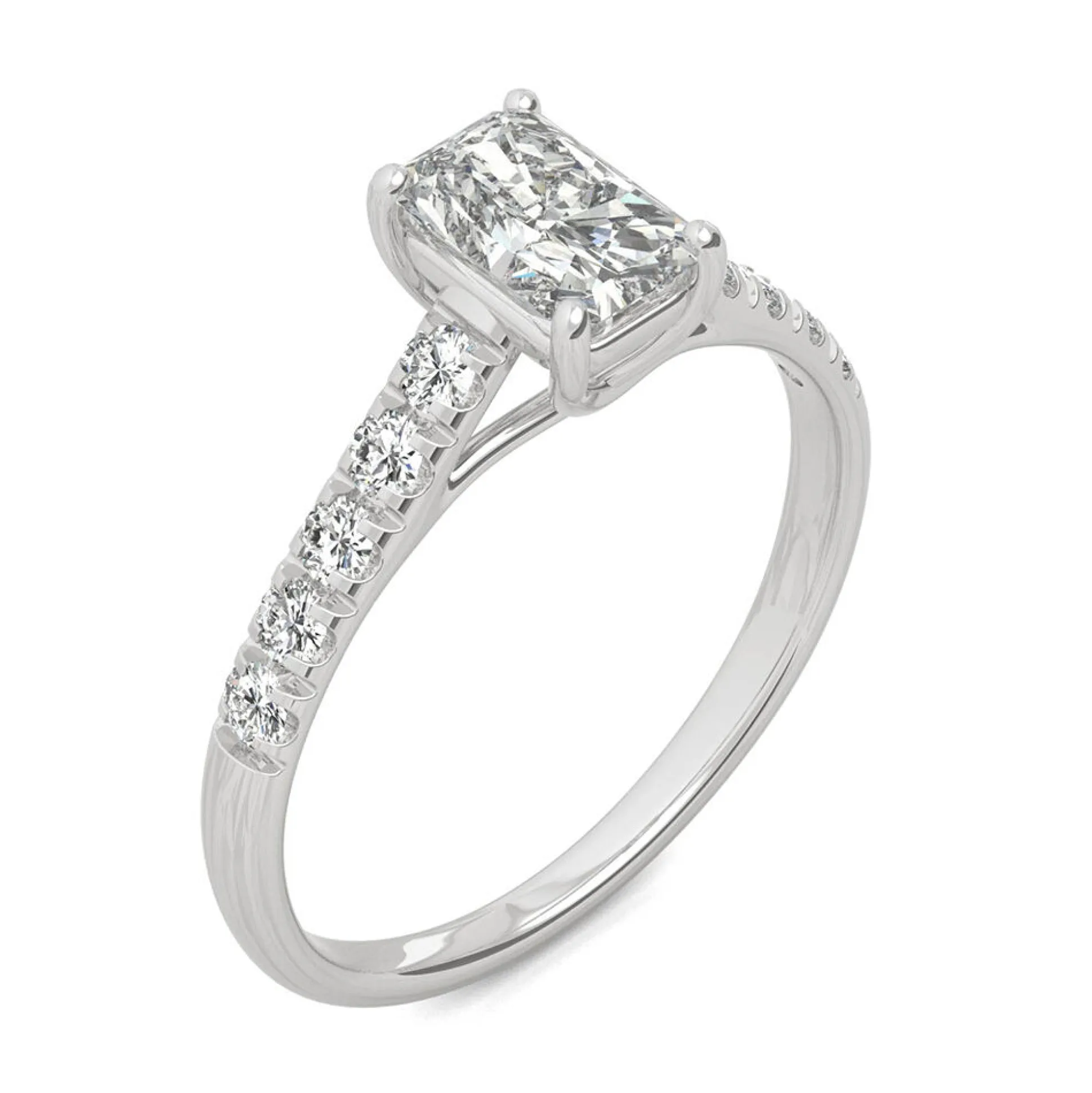 Radiant-Cut Moissanite Ring In 14K White Gold (1 3/8 Ct. Tw.)