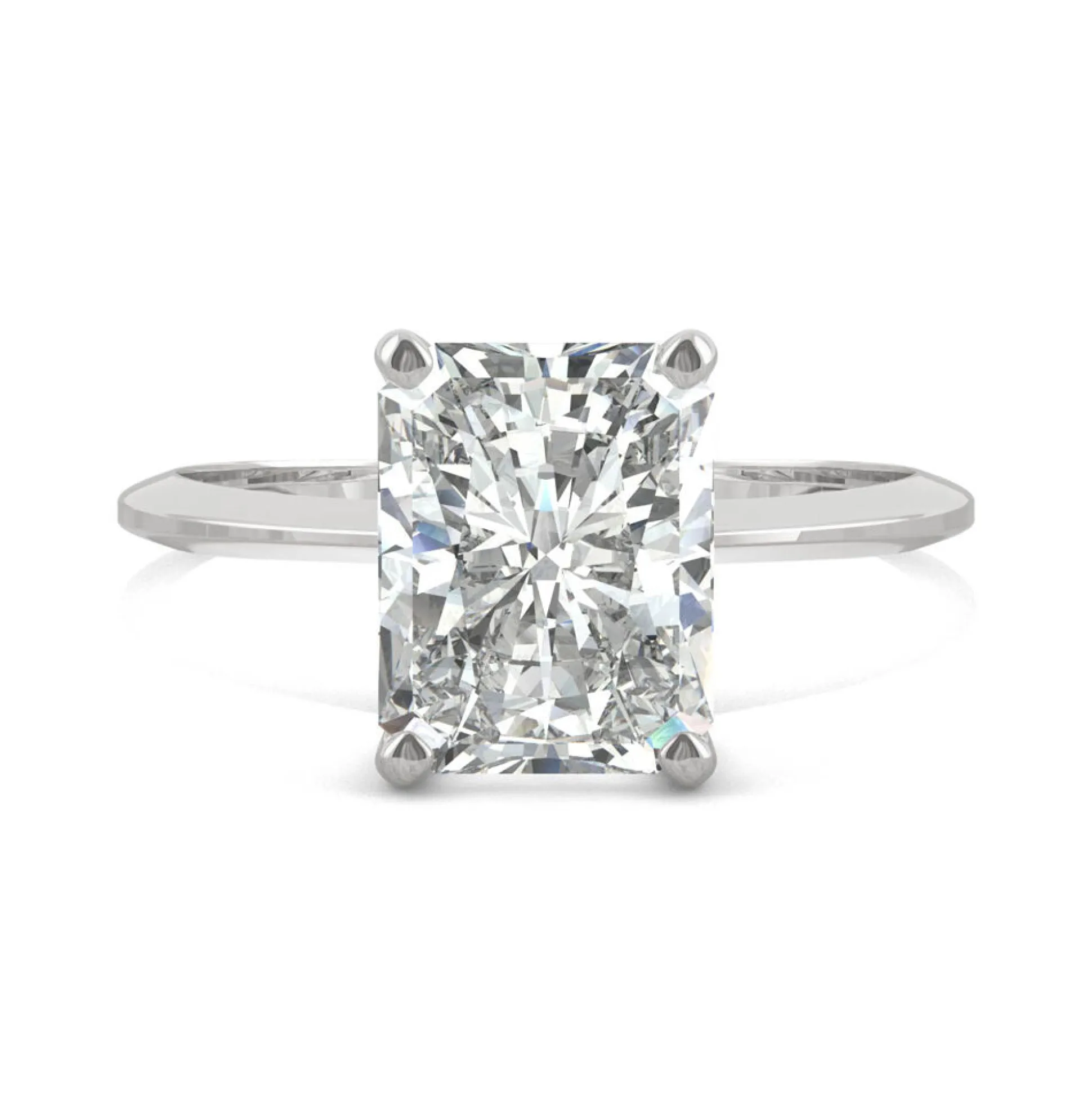 Radiant-Cut Moissanite Ring With Knife-Edge Band In 14K White Gold (2 Ct.)