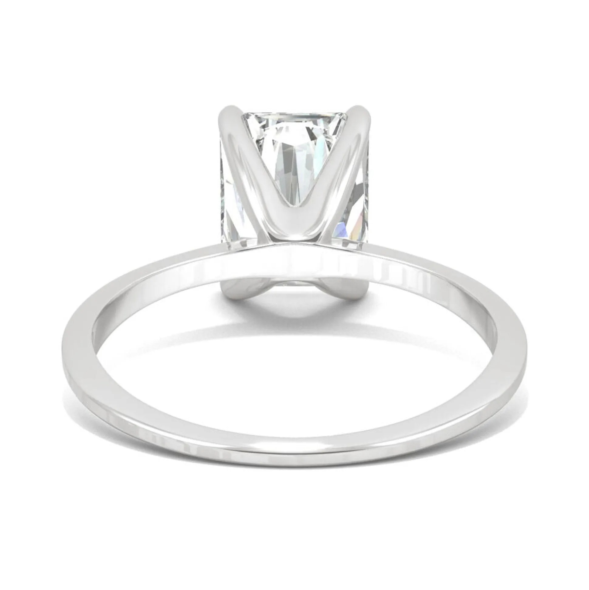 Radiant-Cut Moissanite Ring With Knife-Edge Band In 14K White Gold (2 Ct.)