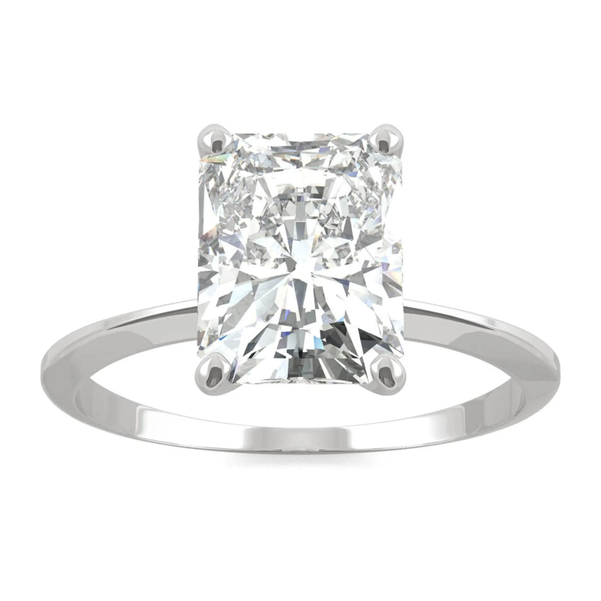 Radiant-Cut Moissanite Ring With Knife-Edge Band In 14K White Gold (2 Ct.)