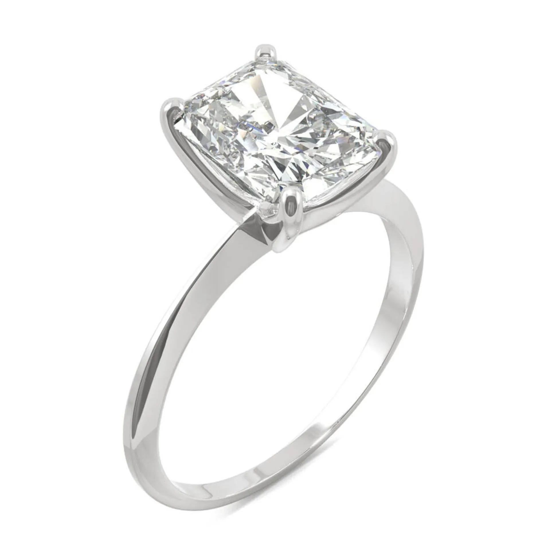 Radiant-Cut Moissanite Ring With Knife-Edge Band In 14K White Gold (2 Ct.)