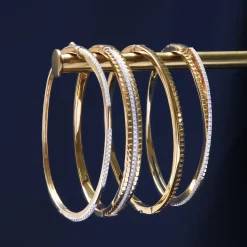 Ribbed Bangle Bracelet In Vermeil, 4Mm, 7