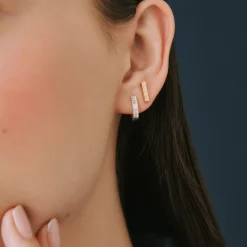 Ribbed Bar Stud Earrings In Vermeil