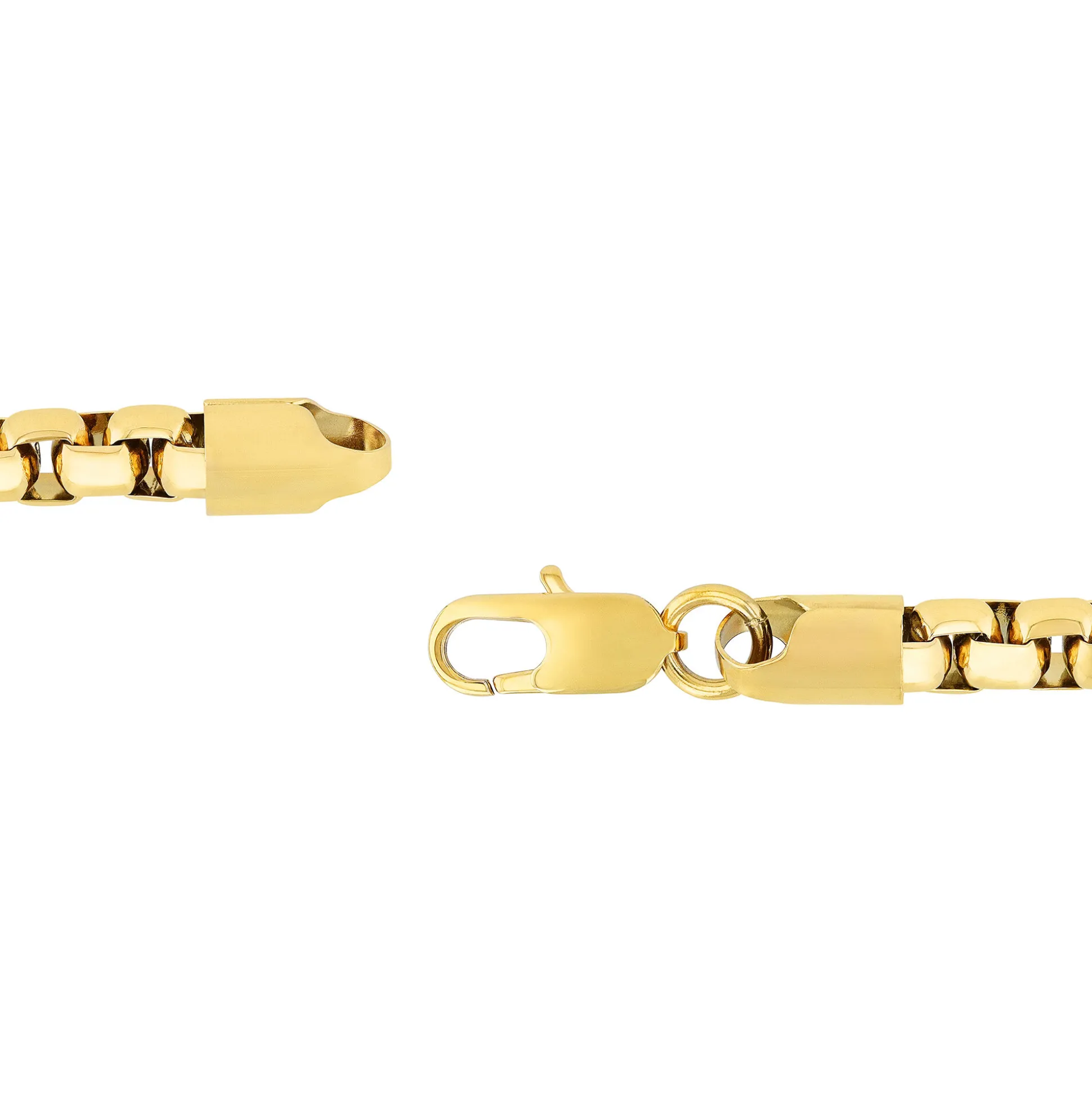 Round Box Link Bracelet In Yellow Gold Ion-Plated Stainless Steel, 6.5Mm, 9"