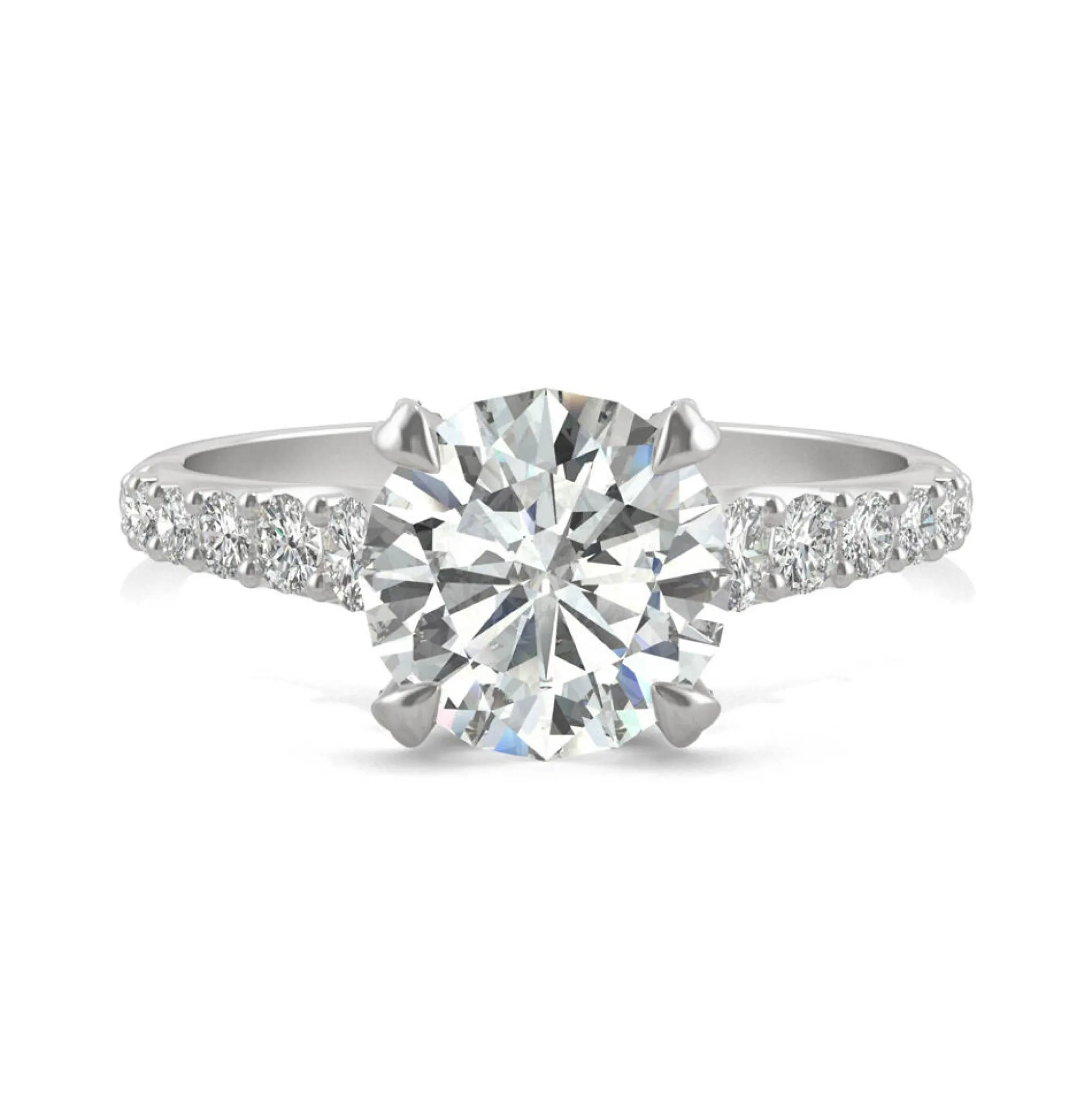 Round Moissanite Ring With Side-Stones In Platinum (2 3/8 Ct. Tw.)