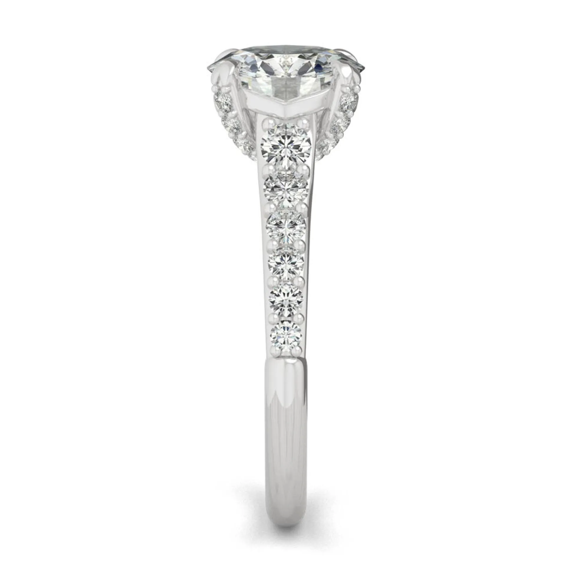Round Moissanite Ring With Side-Stones In Platinum (2 3/8 Ct. Tw.)