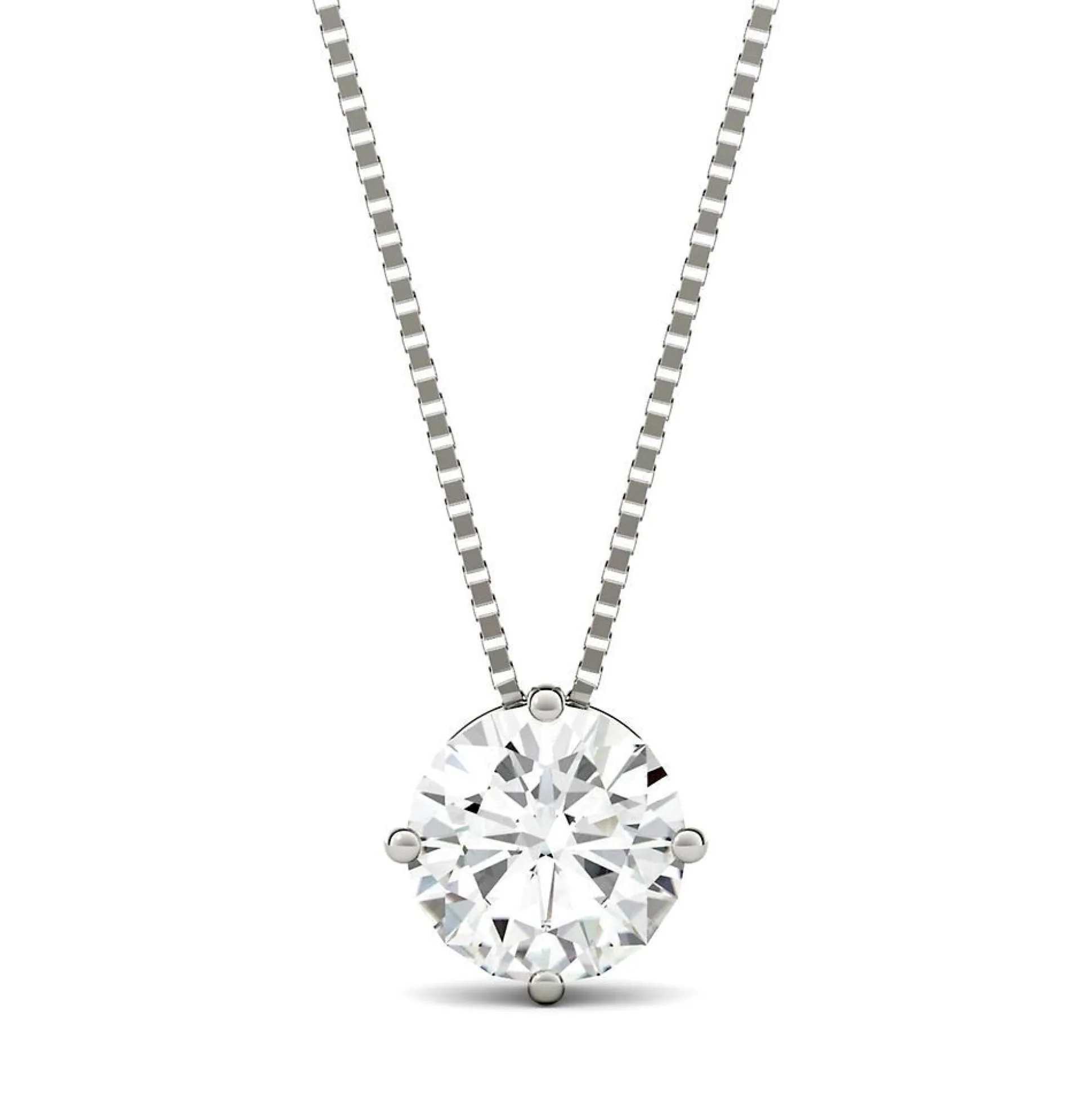 Round Moissanite Solitaire Pendant In 14K White Gold (1 Ct.)