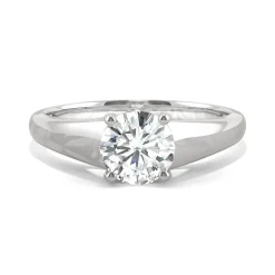 Round Moissanite Solitaire Ring With Tapered Band In 14K Gold (1 Ct.)
