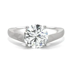 Round Moissanite Solitaire Ring With Tapered Band In 14K Gold