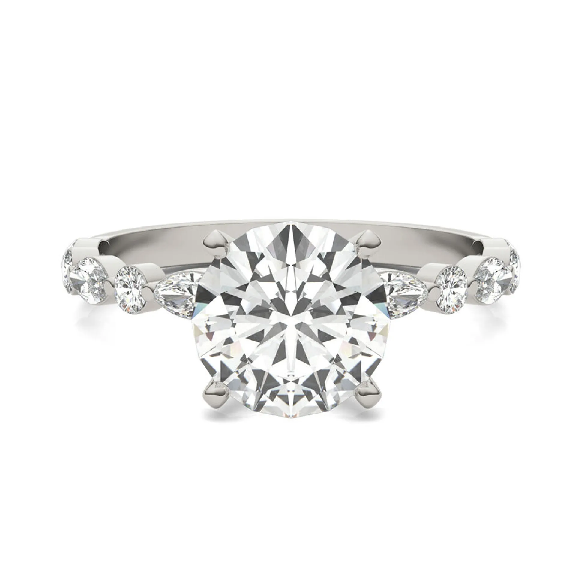Round Solitaire Moissanite Ring In 14K White Gold (2 1/3 Ct. Tw.)