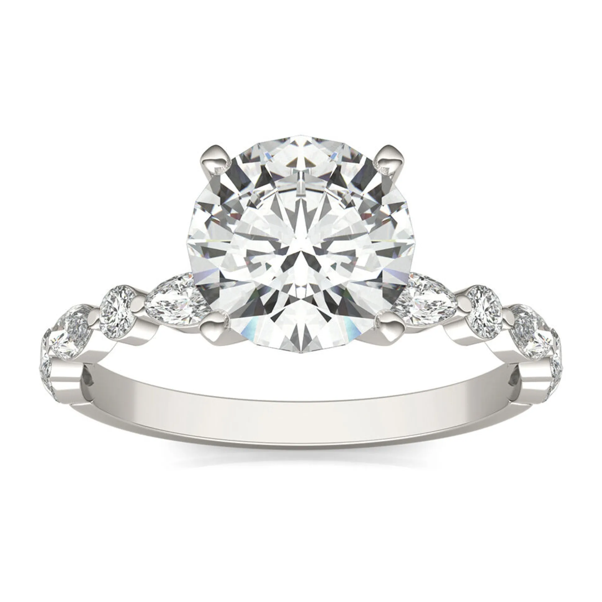 Round Solitaire Moissanite Ring In 14K White Gold (2 1/3 Ct. Tw.)
