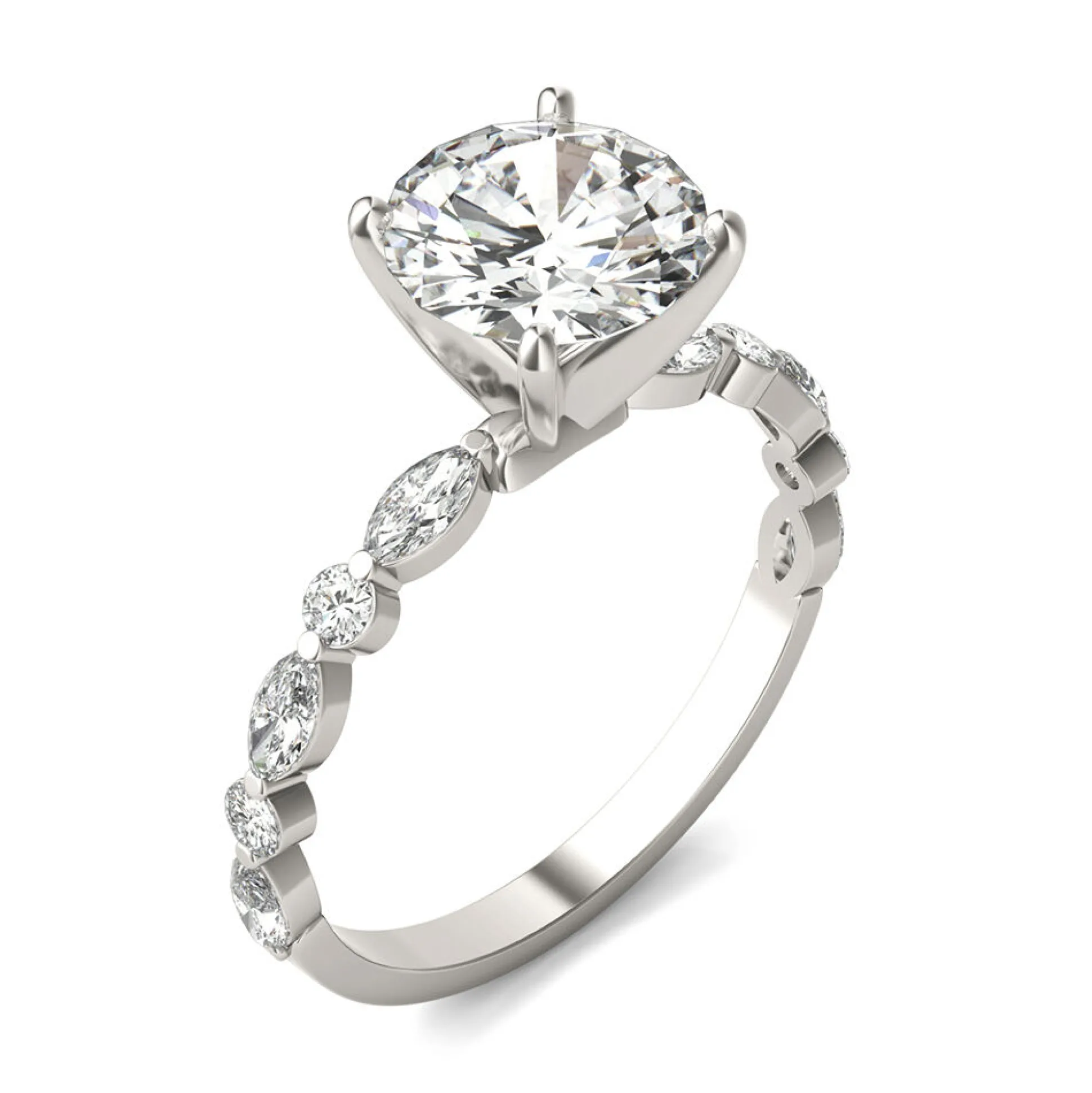 Round Solitaire Moissanite Ring In 14K White Gold (2 1/3 Ct. Tw.)