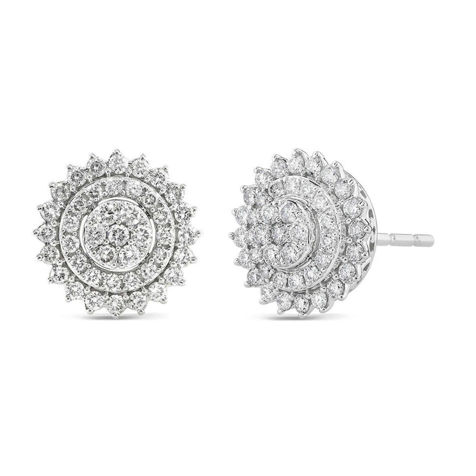 Round Starburst Halo Stud Earrings (1 ½ Ct. Tw.)