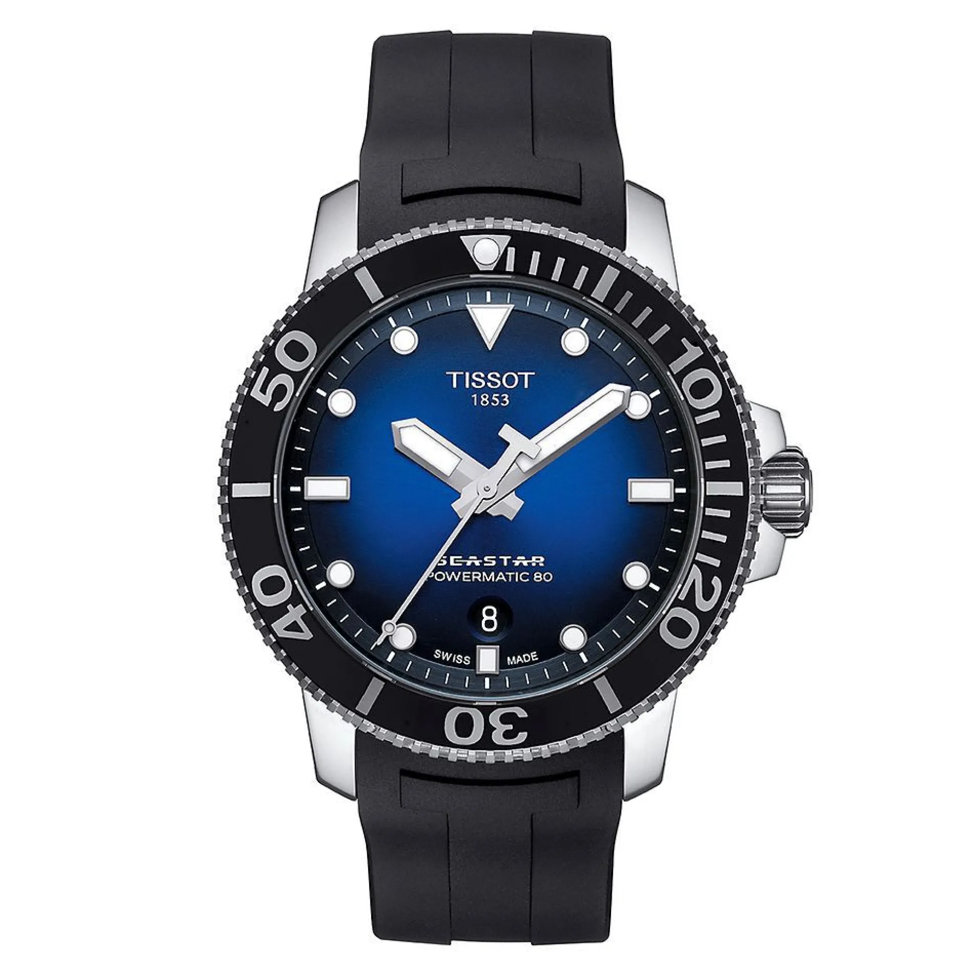 Seastar 1000 Powermatic 80 Rubber Men's Watch In Black Ion-Plated Stainless Steel, 43Mm