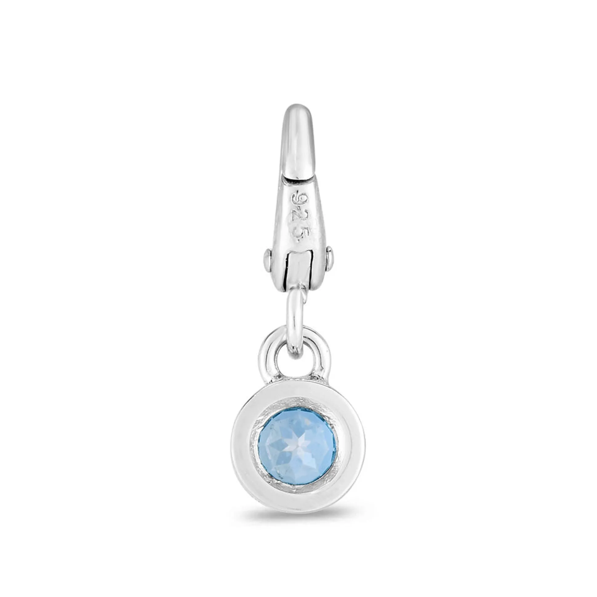 Swiss Blue Topaz Birthstone Charm In Sterling Silver