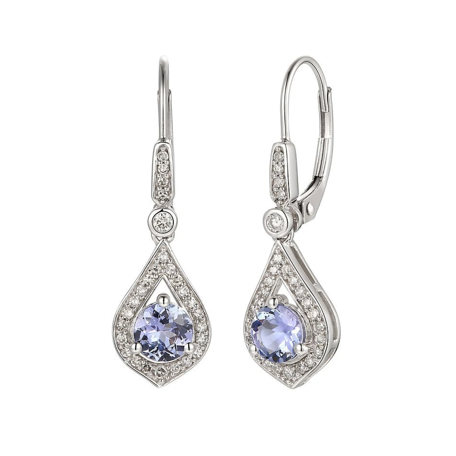 Tanzanite & 1/5 Ct. Tw. Diamond Drop Earrings In 10K White Gold