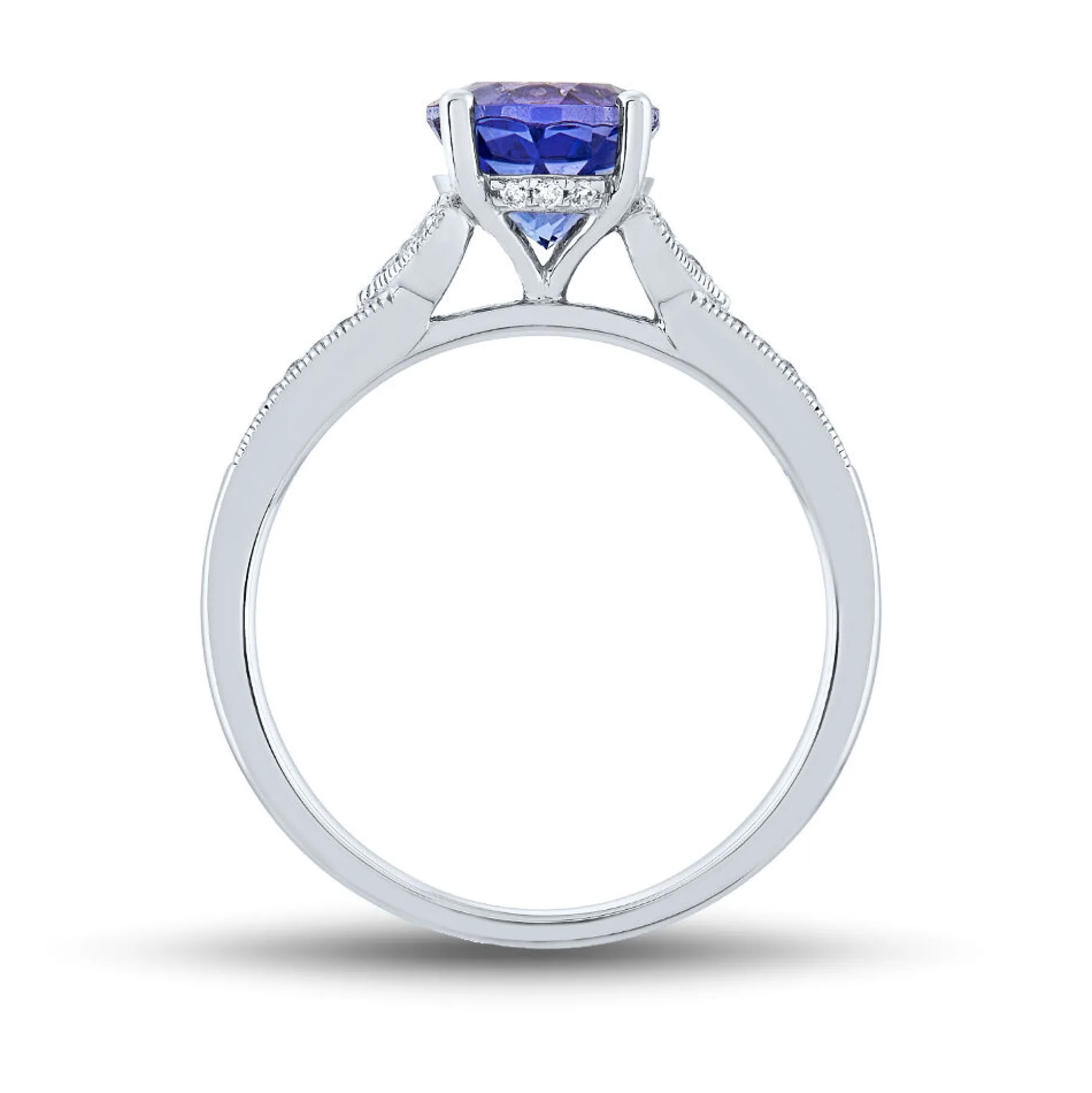 Tanzanite & Diamond Ring In 14K White Gold (1/10 Ct. Tw.)