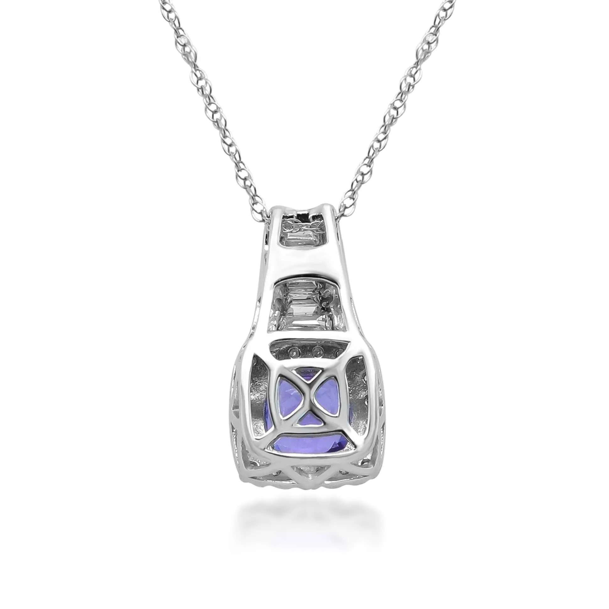 Tanzanite And Diamond Pendant In 14K White Gold (3/8 Ct. Tw.)