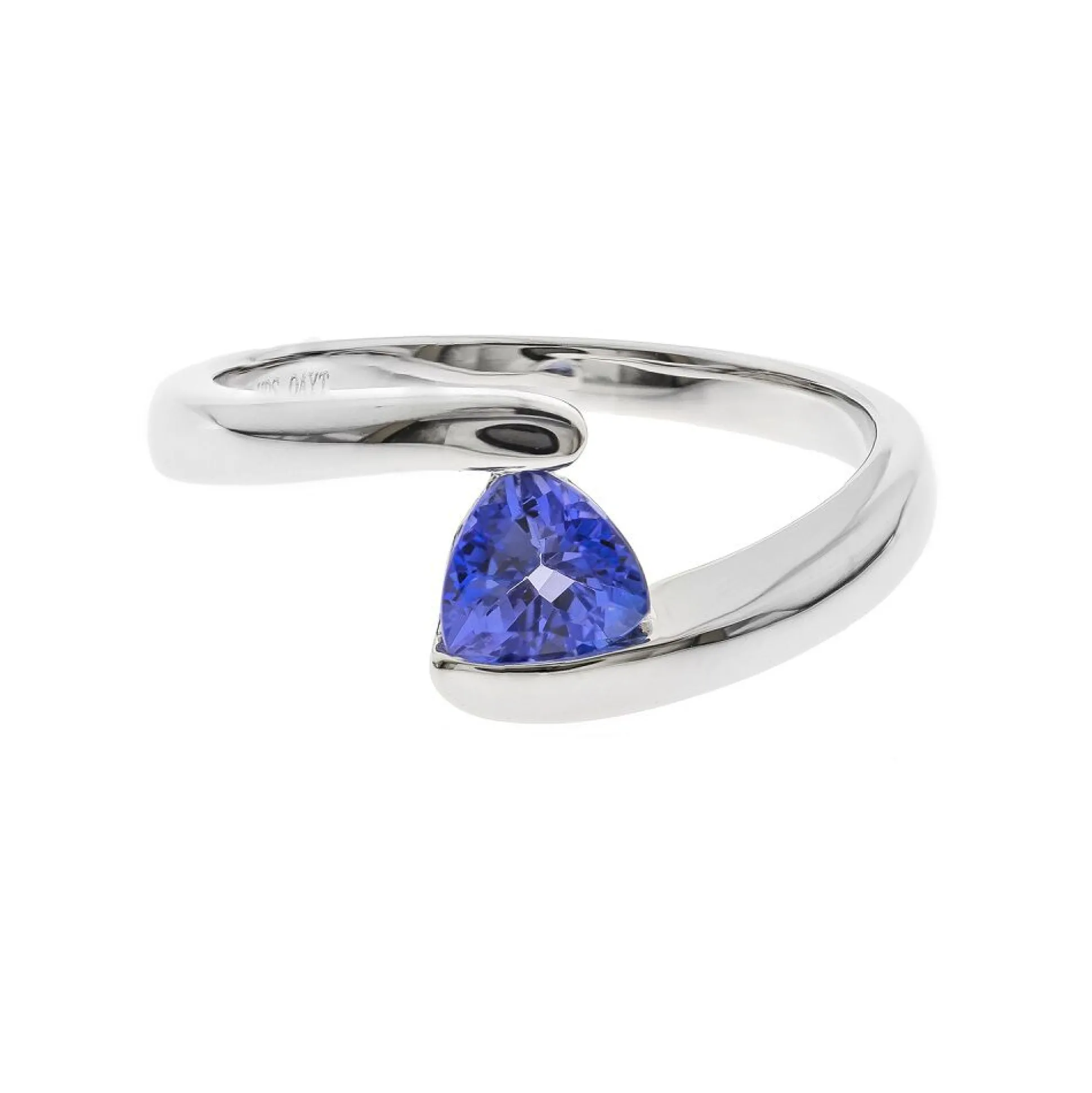 Tanzanite Triangle Bypass Ring In Sterling Silver