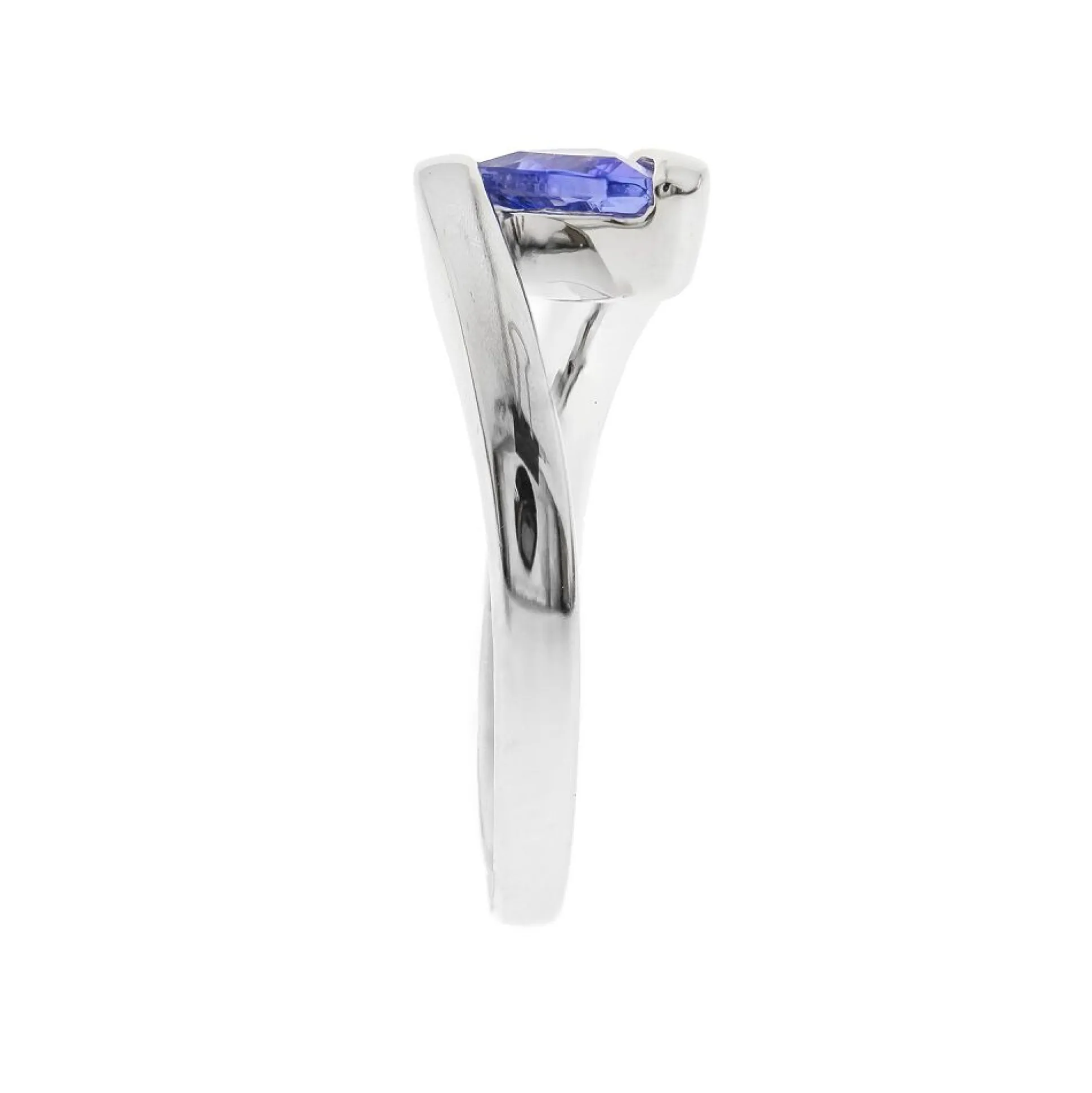 Tanzanite Triangle Bypass Ring In Sterling Silver